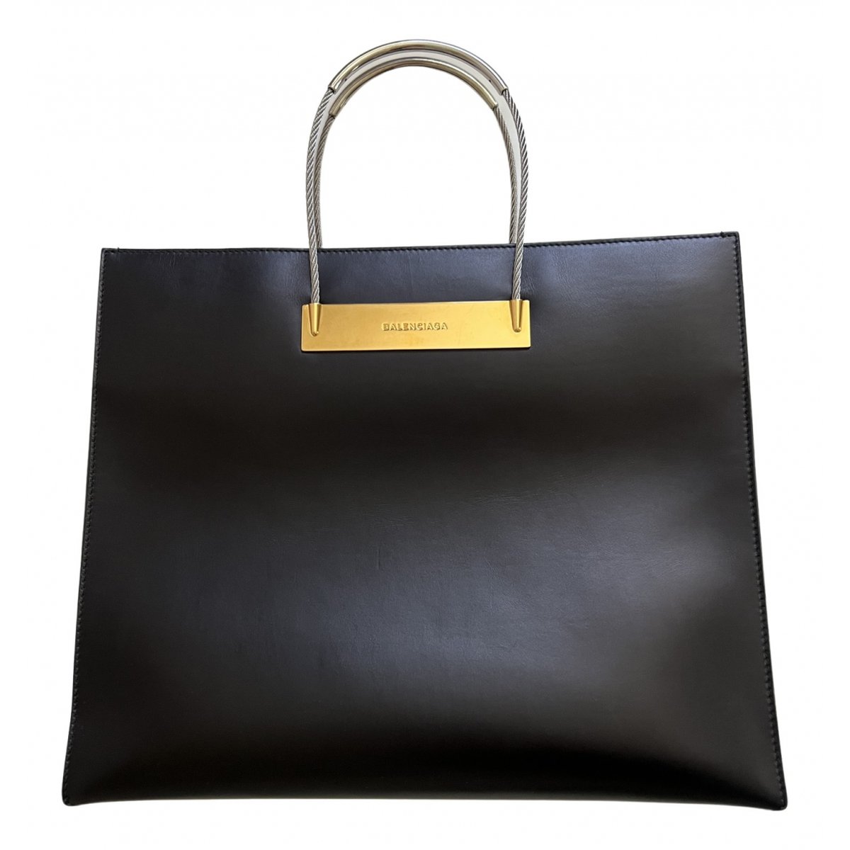 Cable leather tote