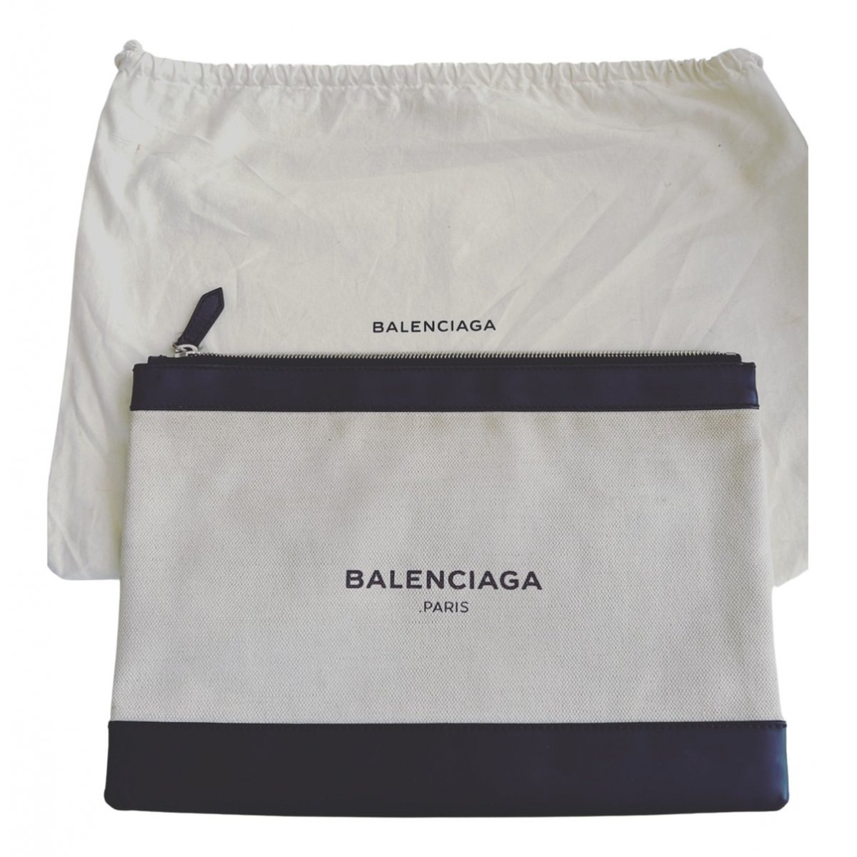 Navy cabas cloth clutch bag