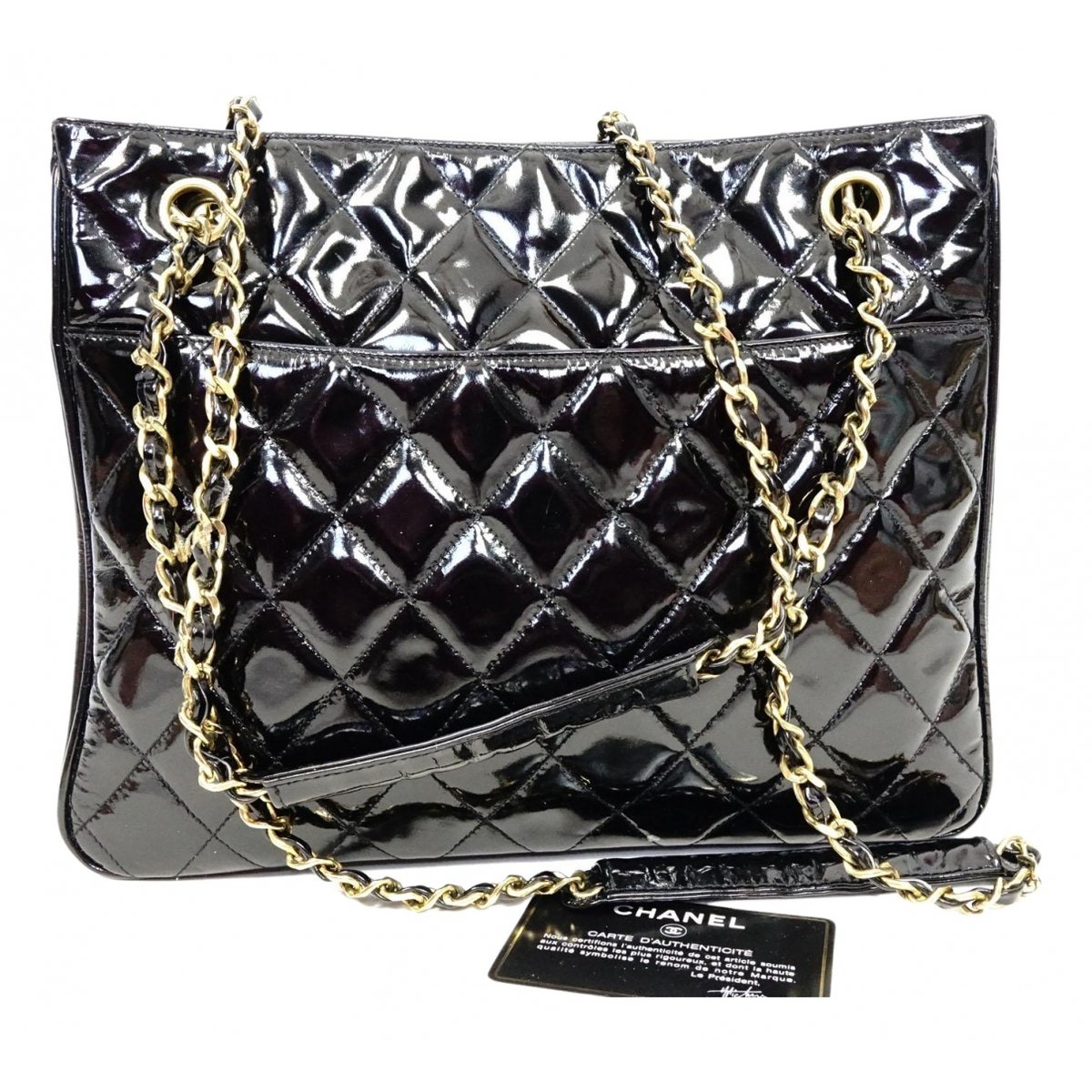 Classic CC Shopping patent leather tote