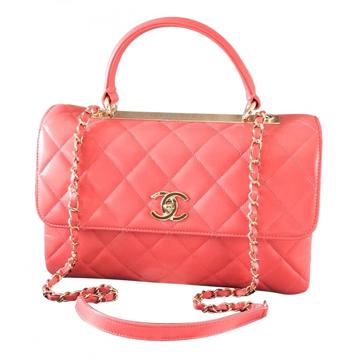 Trendy CC Top Handle leather handbag