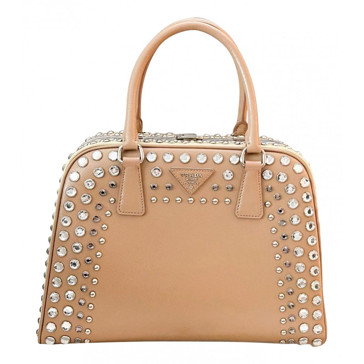 Pyramid patent leather handbag