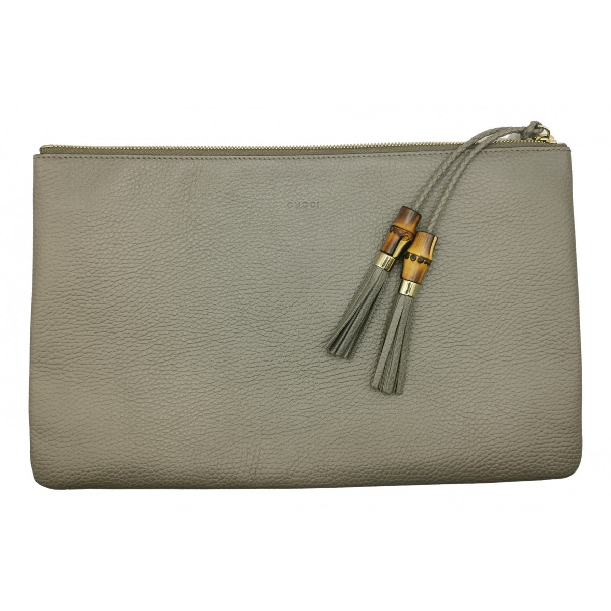 Bamboo leather clutch bag