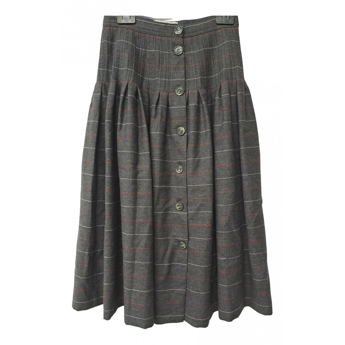 VLogo wool mid-length skirt