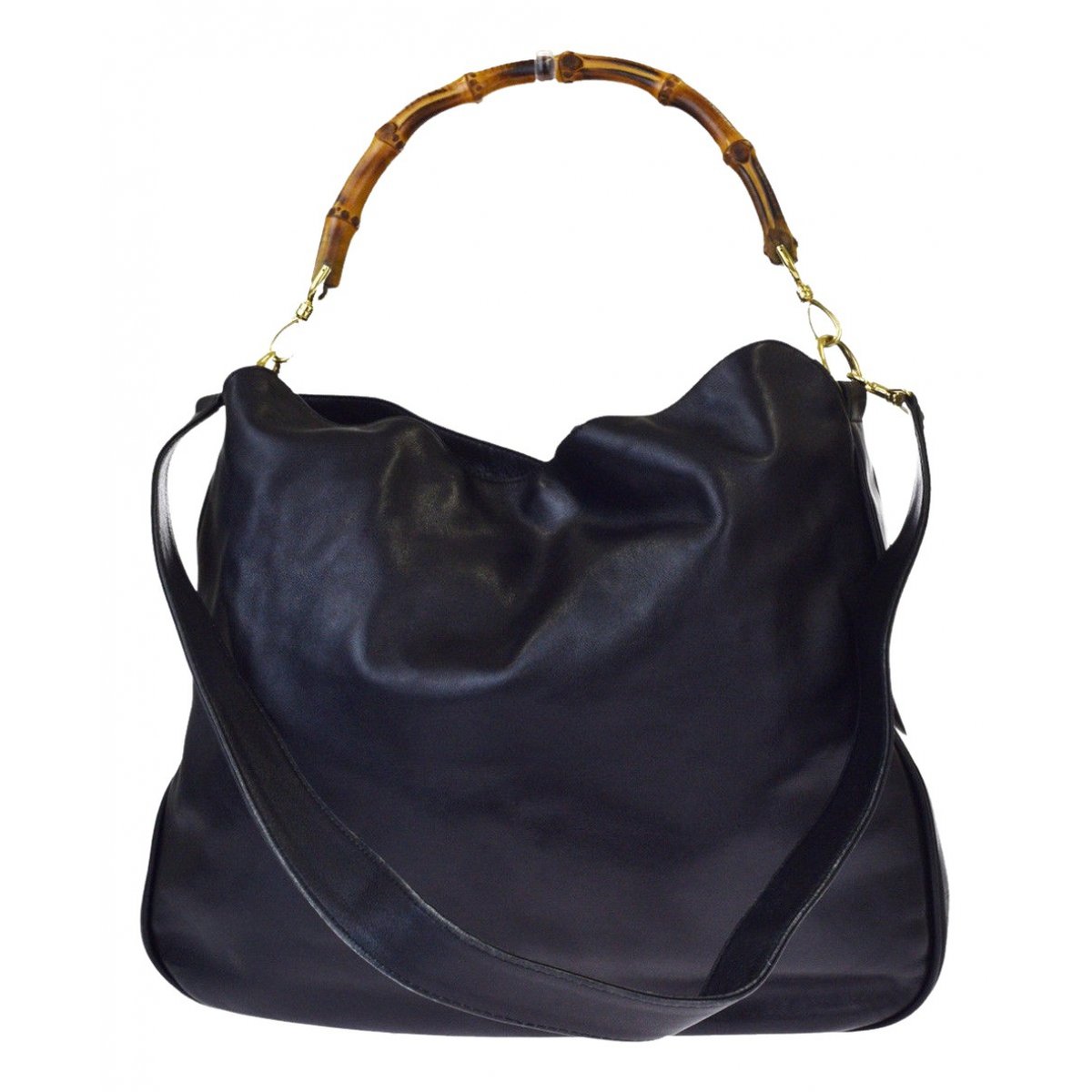 Bamboo Top Handle leather handbag