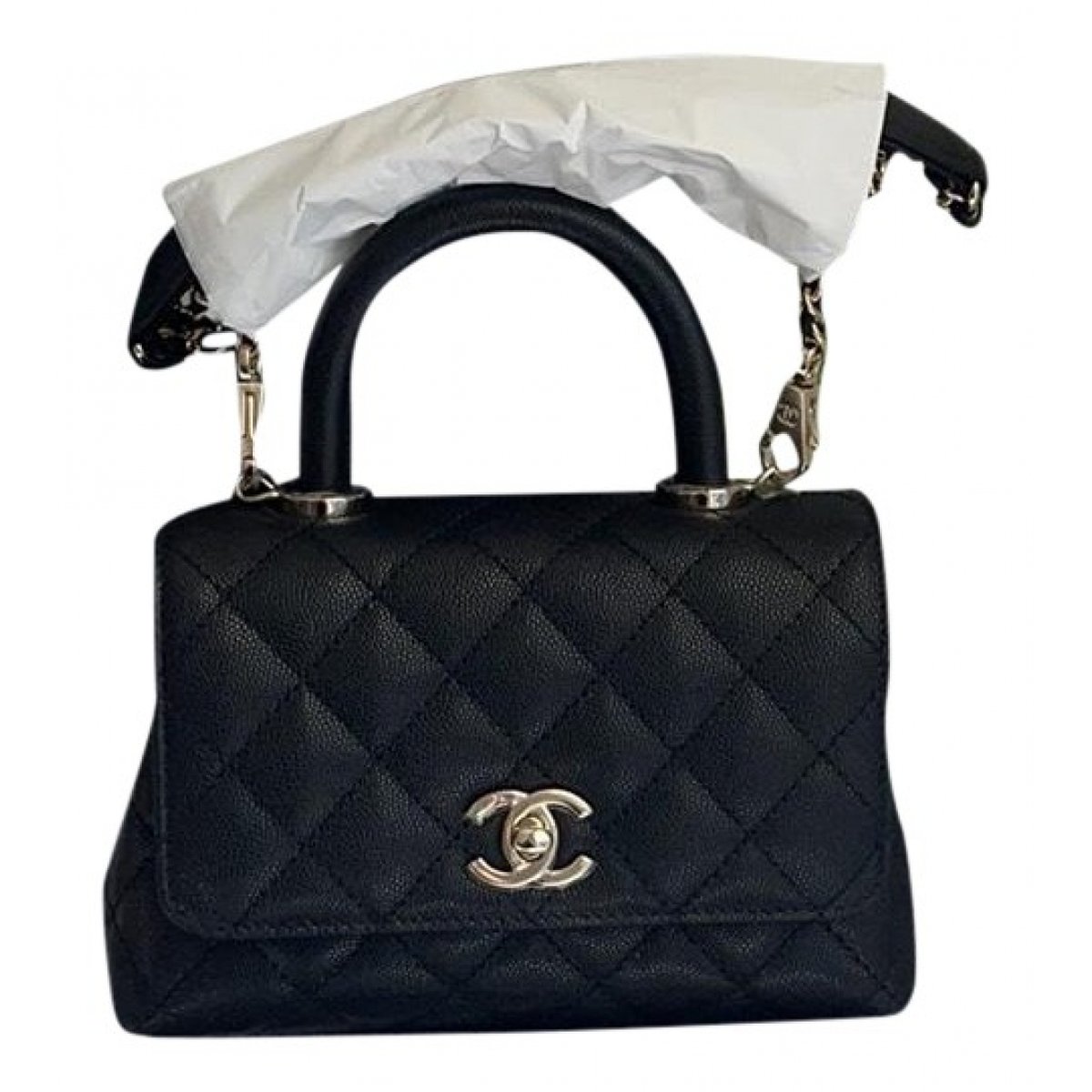 Trendy CC Top Handle leather handbag