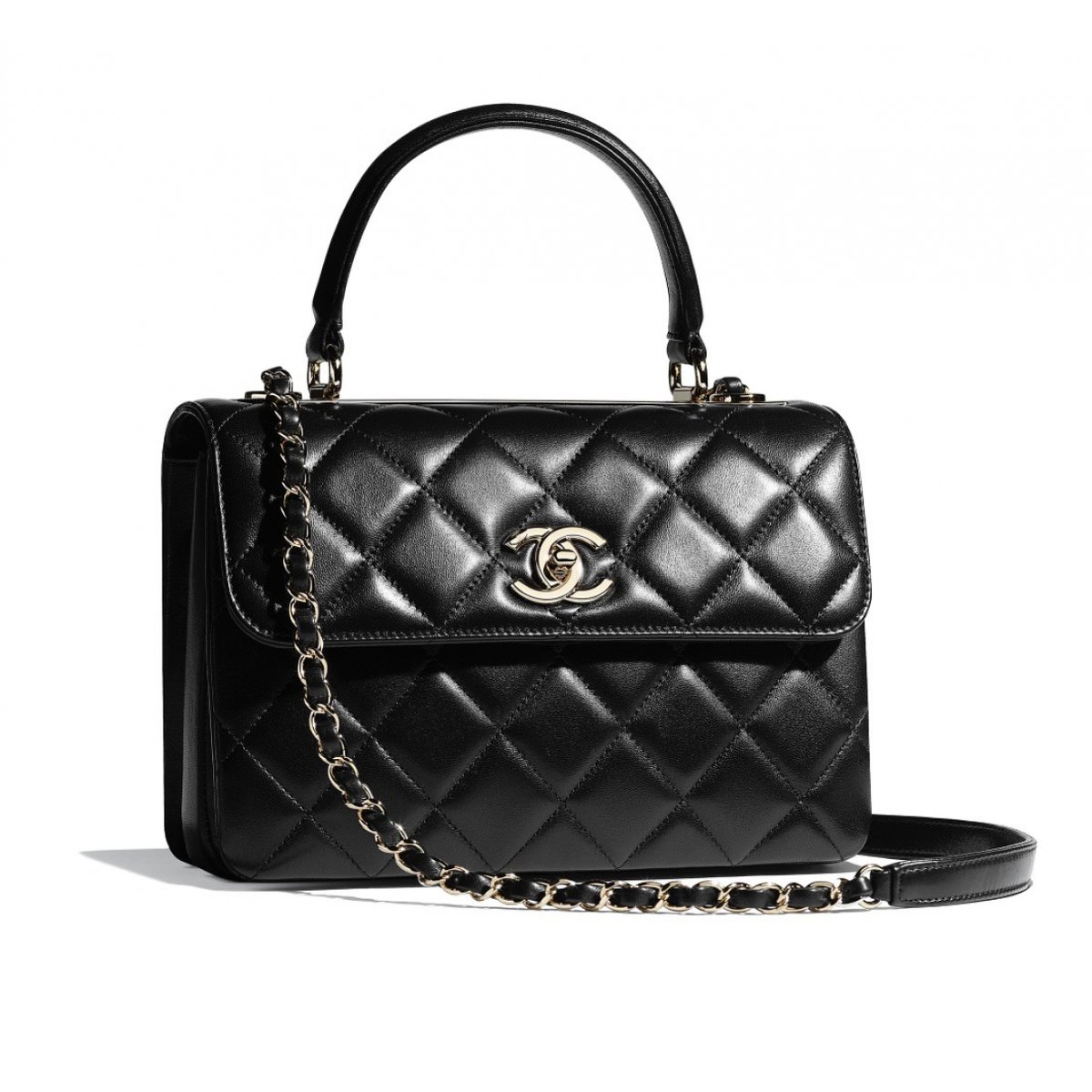 Trendy CC Top Handle leather handbag