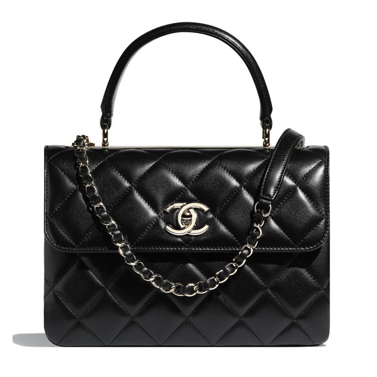 Trendy CC Top Handle leather handbag