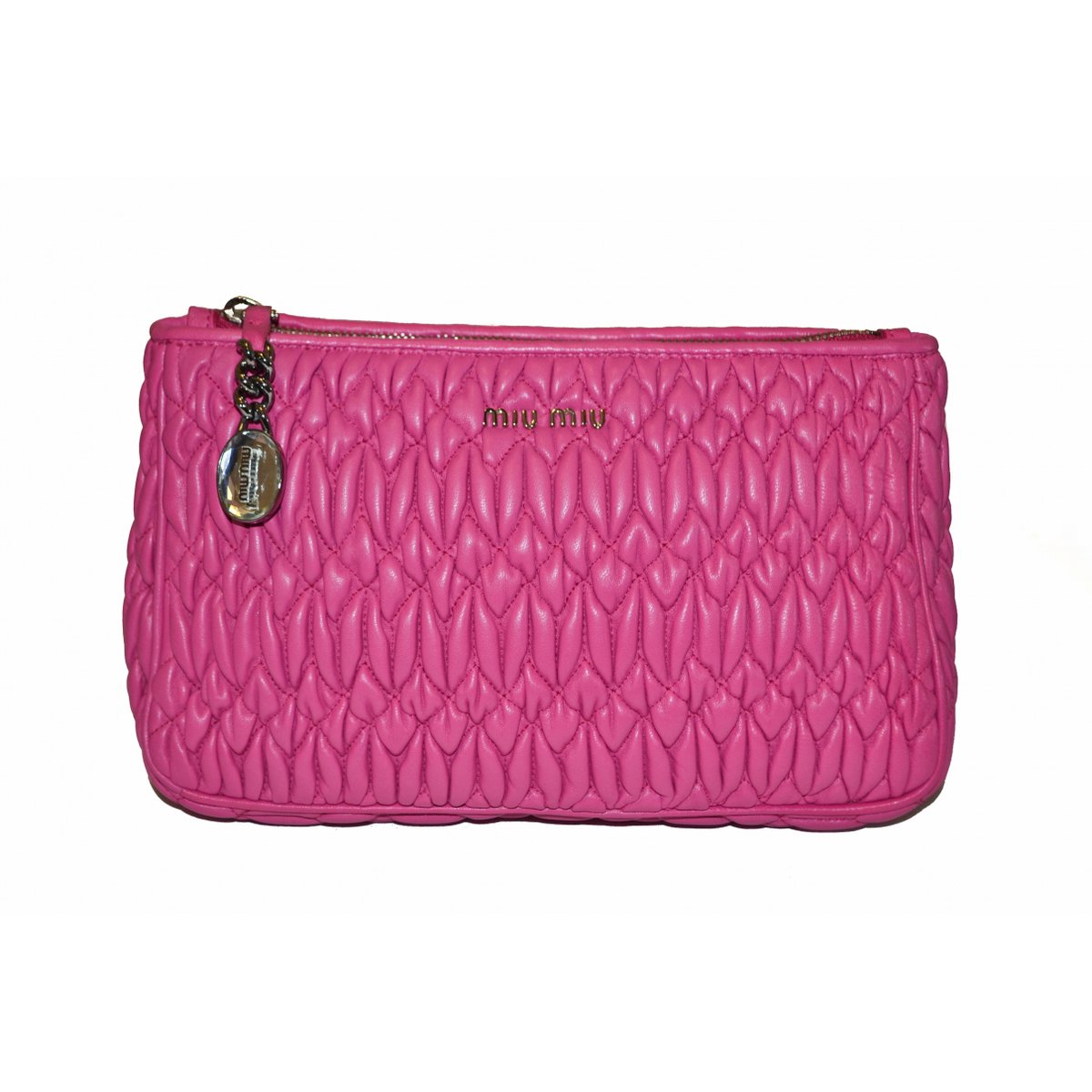 Matelassé leather clutch bag