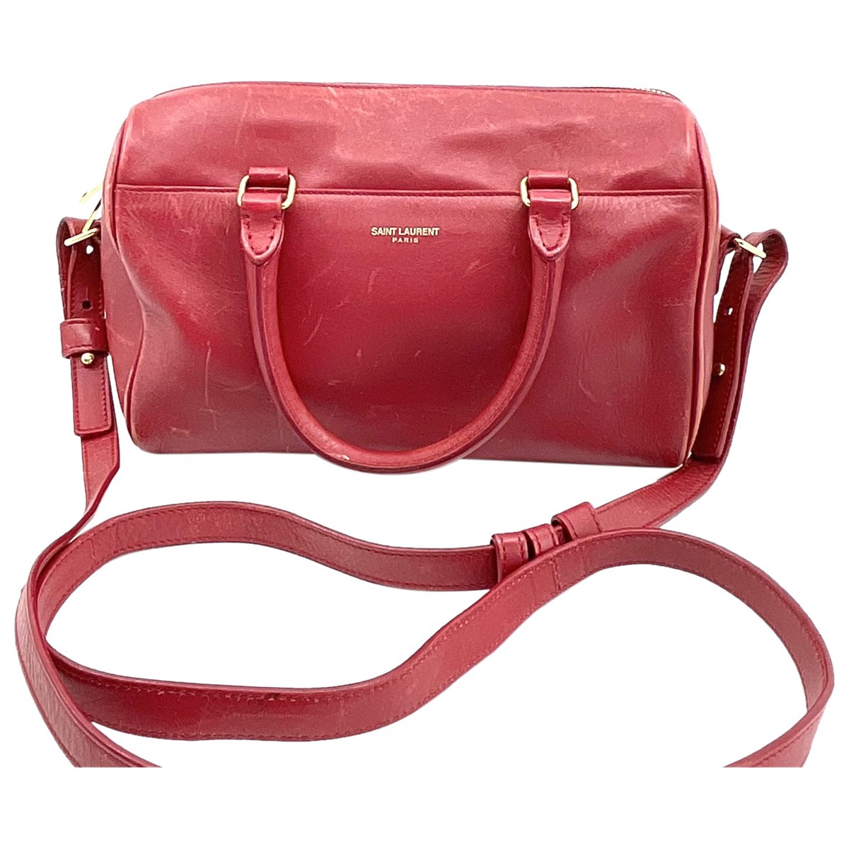 Duffle leather handbag