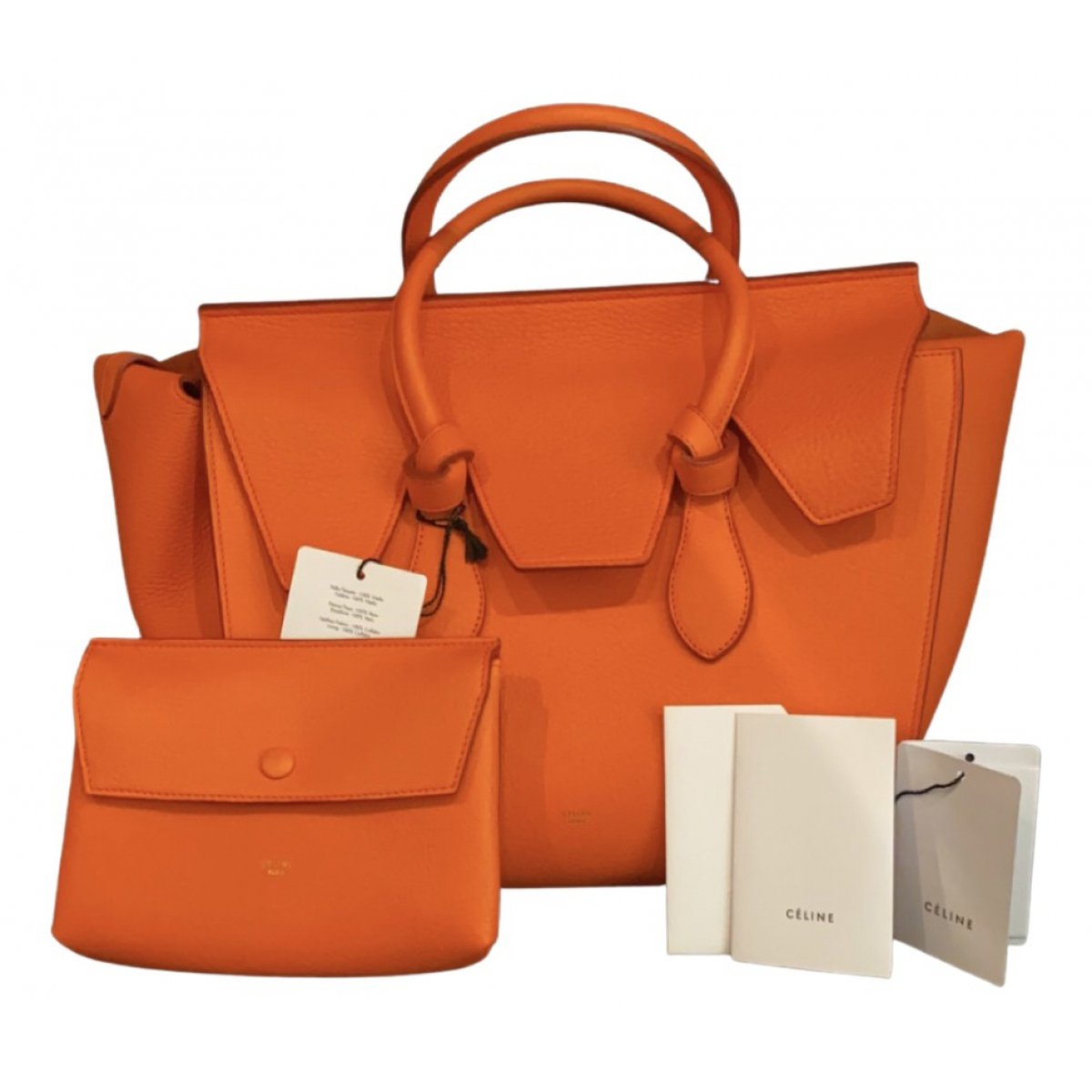 Tie leather handbag