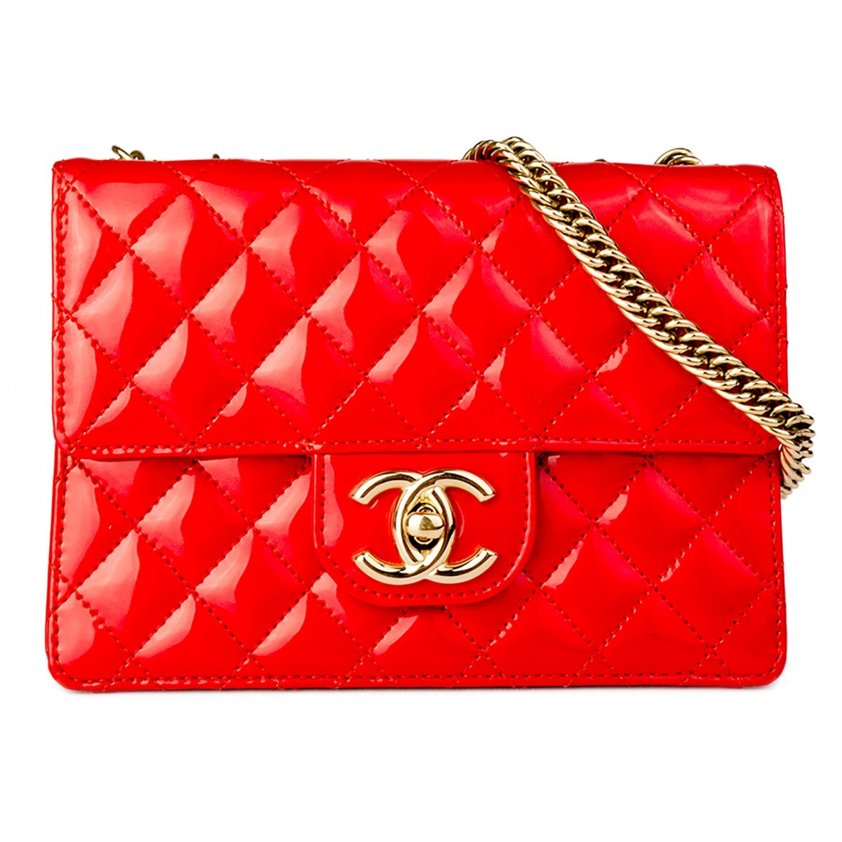 Trendy CC Wallet on Chain patent leather crossbody bag