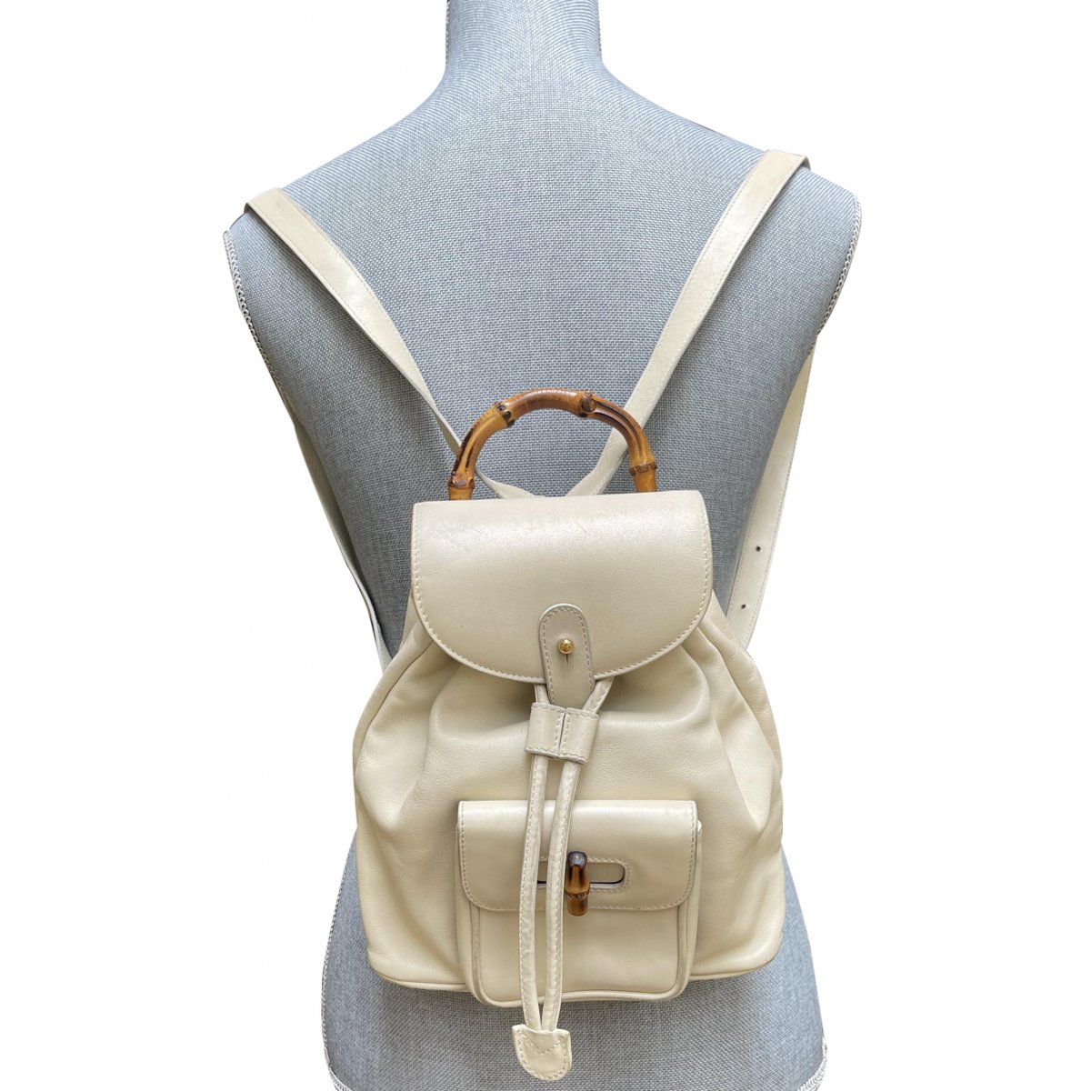 Bamboo Tassel Oval leather backpack