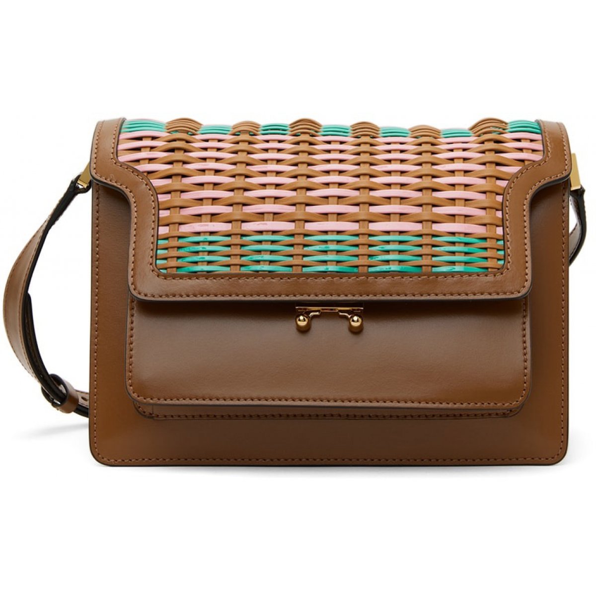 Trunk leather crossbody bag