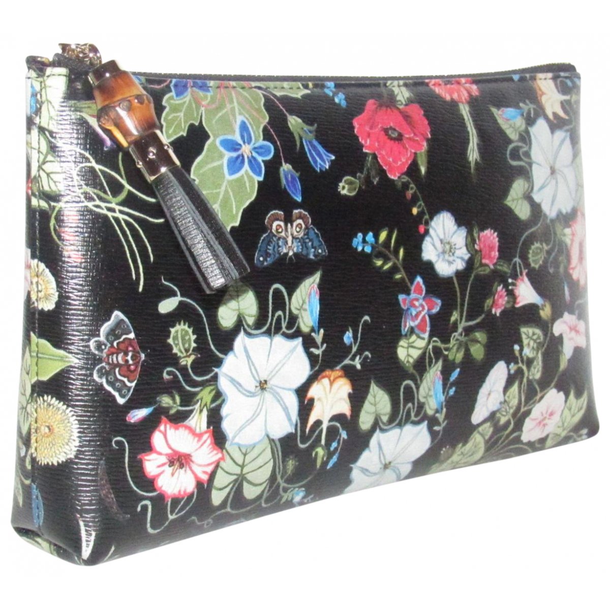 Bamboo leather clutch bag