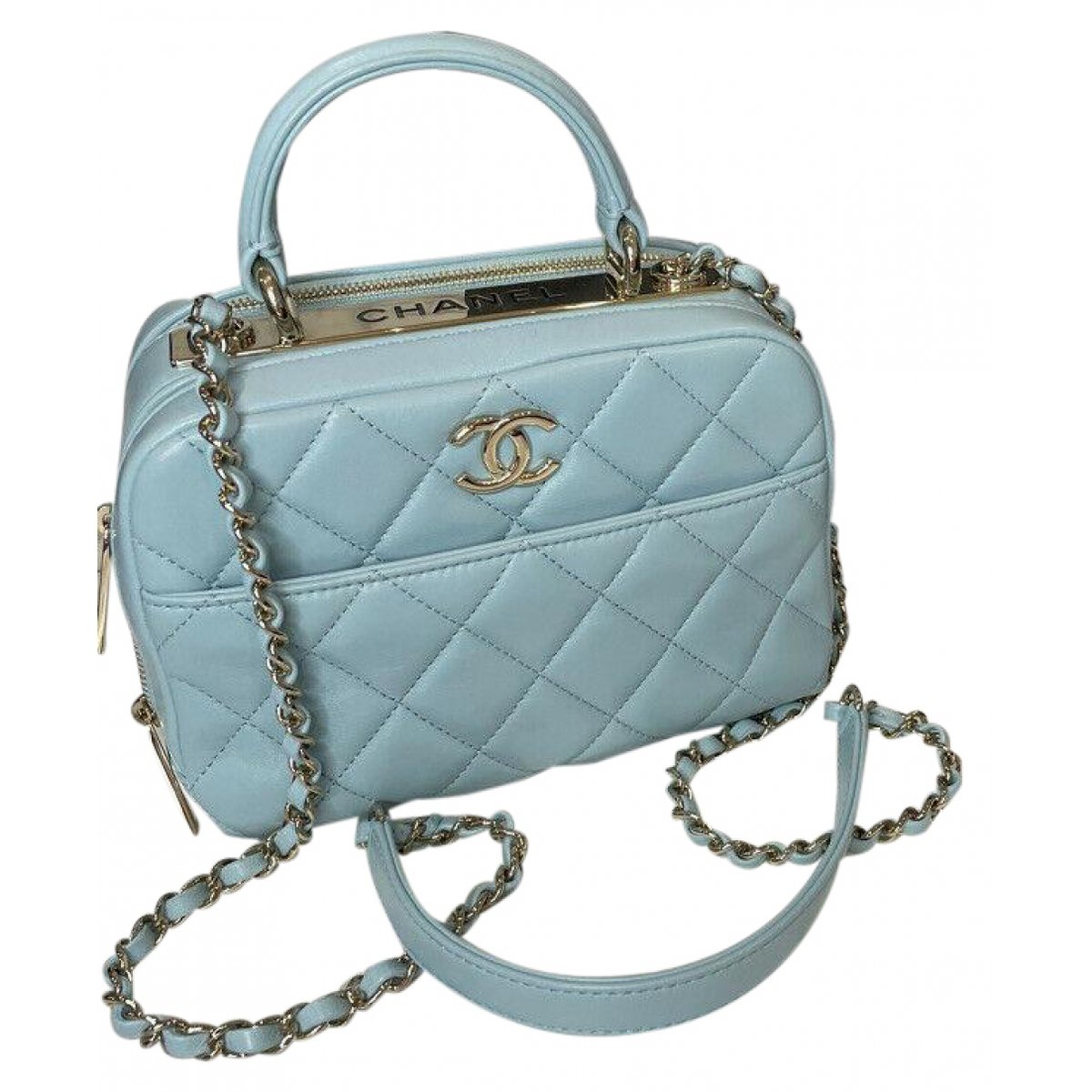 Trendy CC Top Handle leather handbag