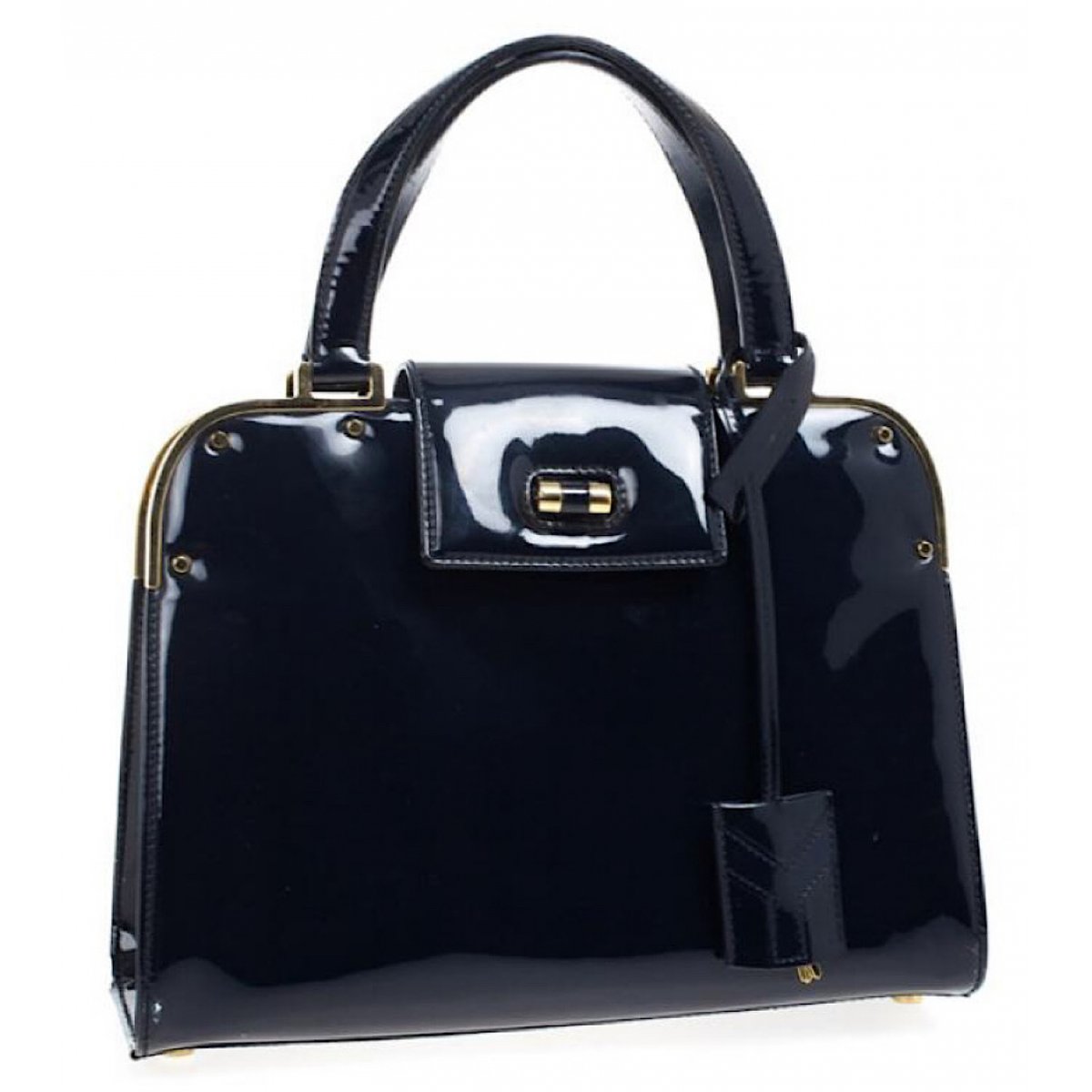Duffle patent leather handbag