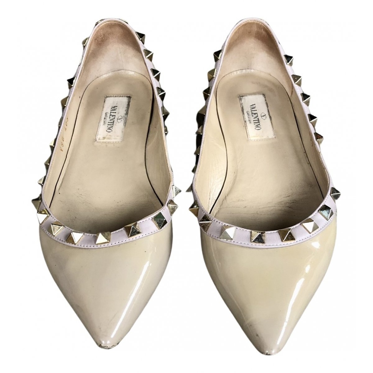 Rockstud patent leather ballet flats