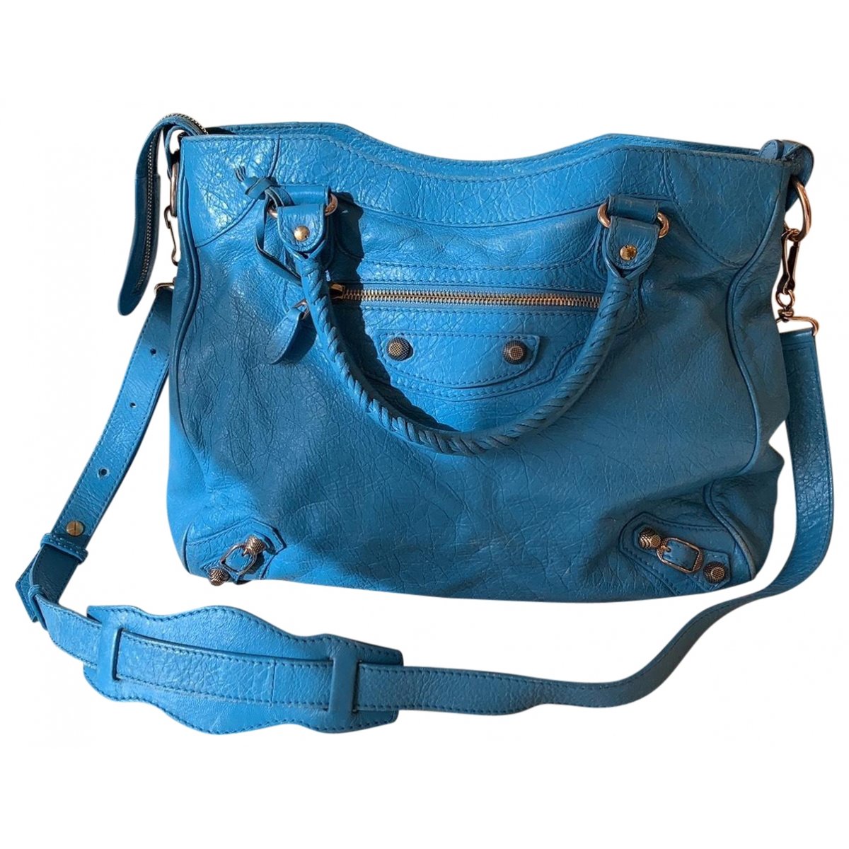 Pompon leather handbag