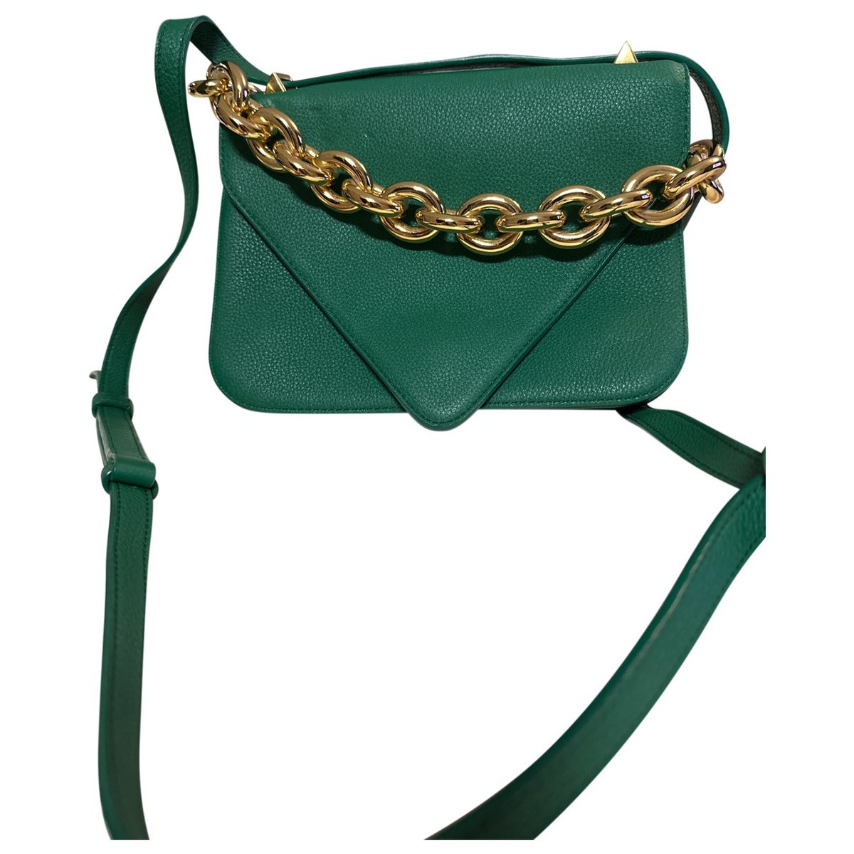 Clip leather handbag