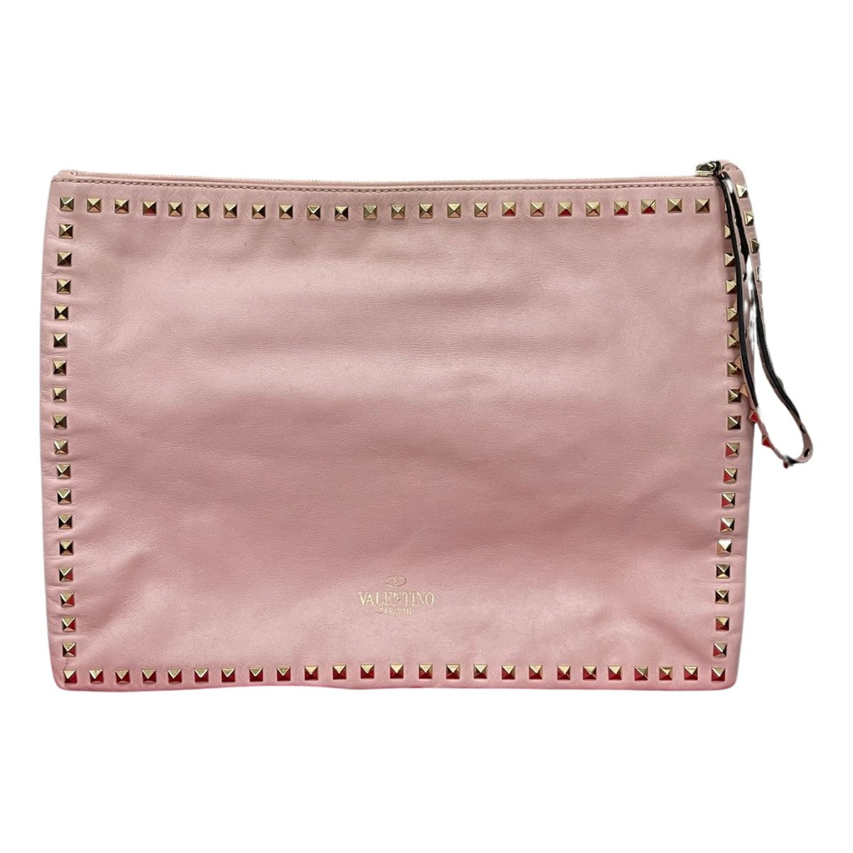 Rockstud leather clutch bag