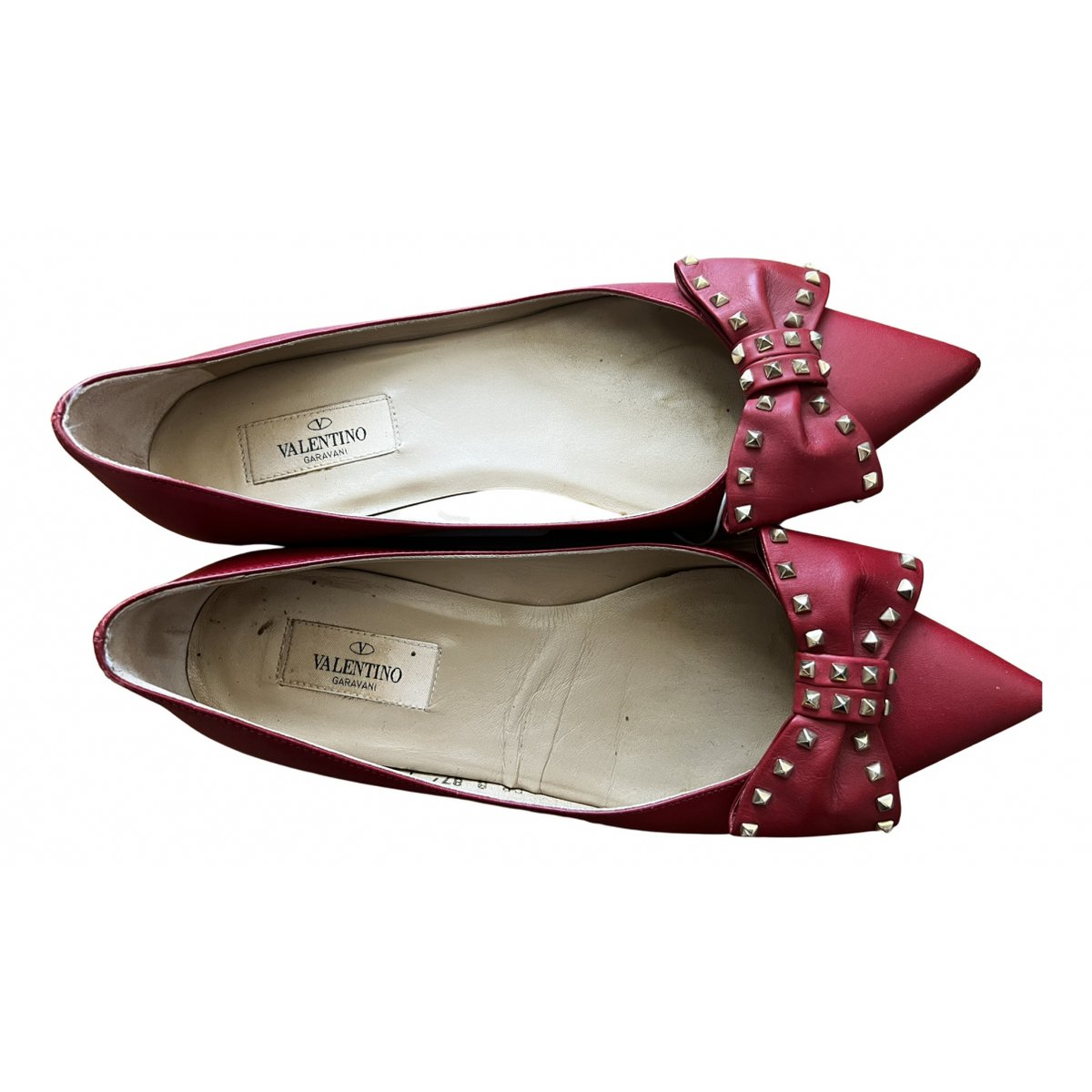 Rockstud leather ballet flats