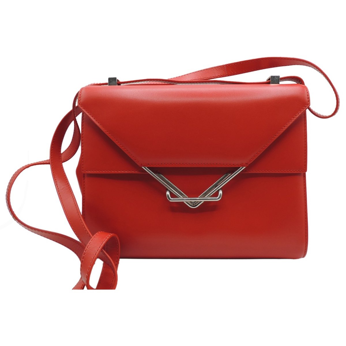 Clip leather handbag