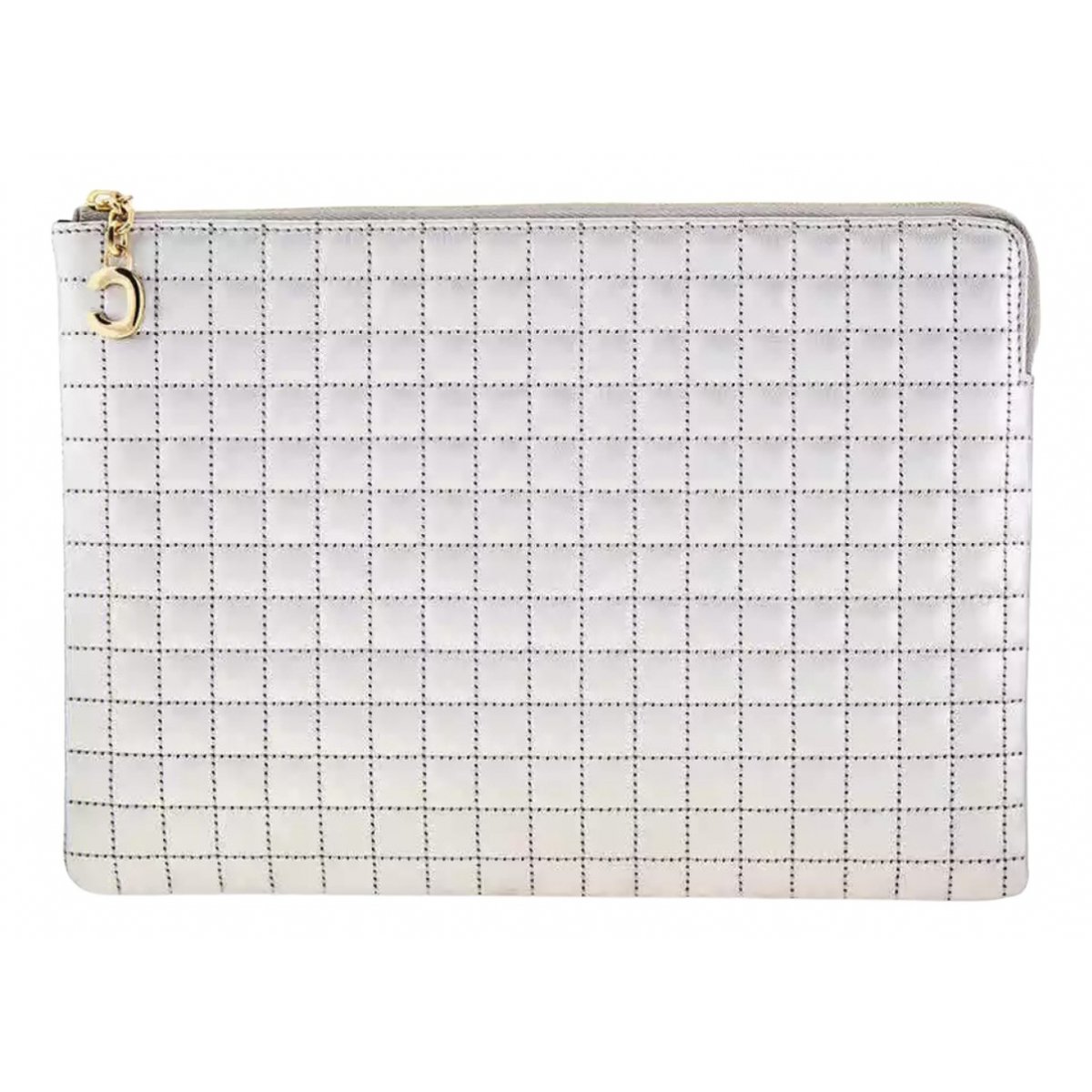 Charm leather clutch bag