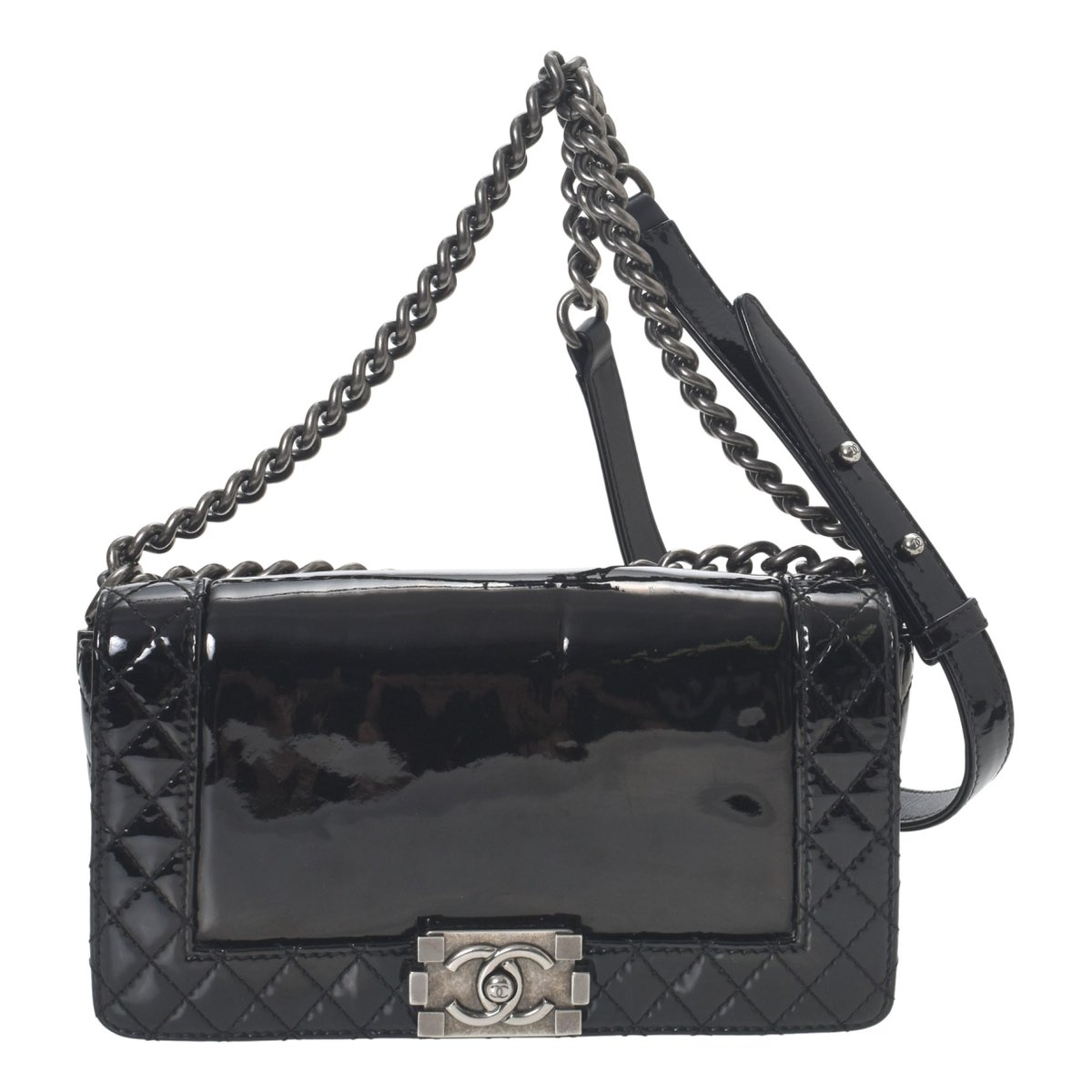 Trendy CC patent leather handbag