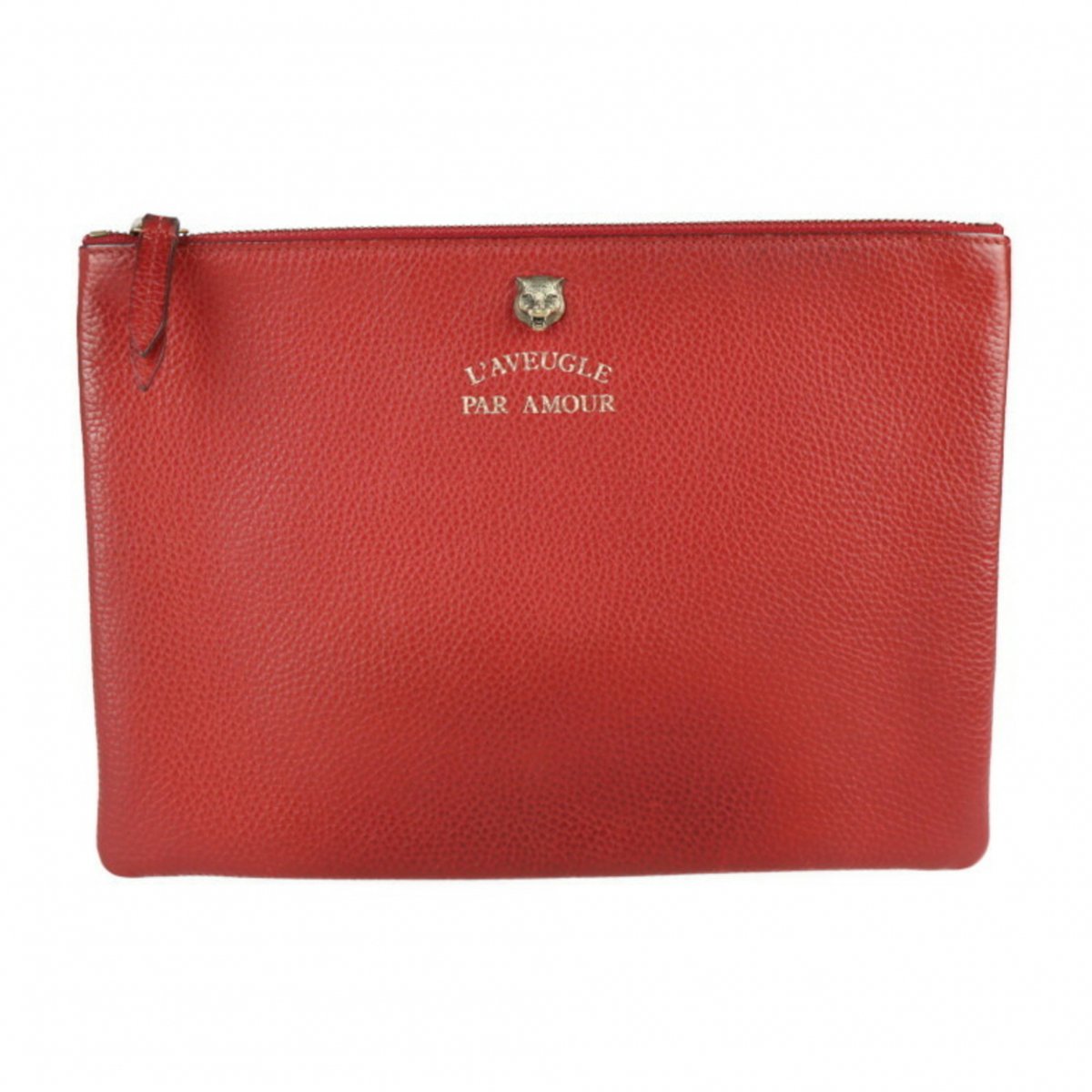 Animalier leather clutch bag