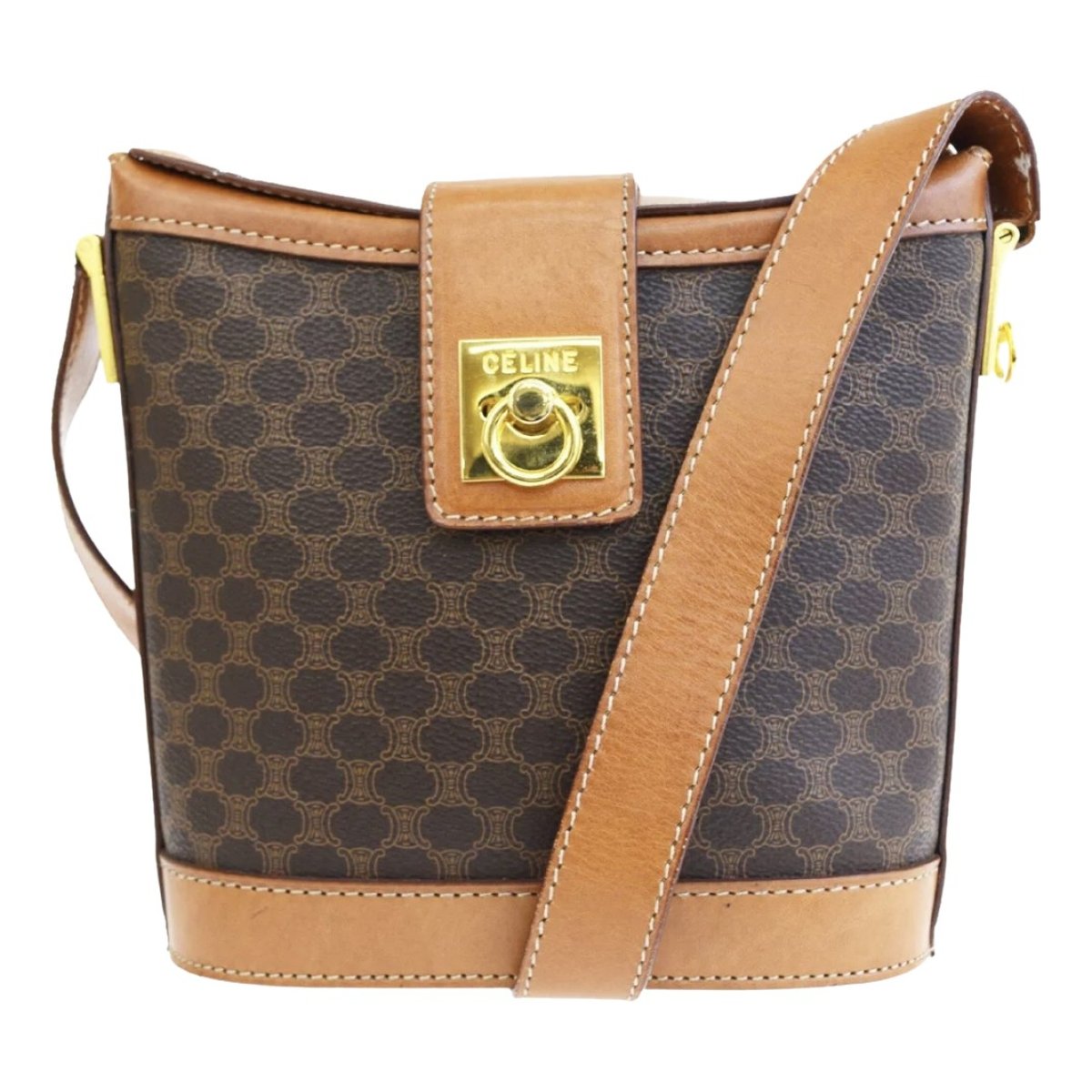 Clasp Bucket leather handbag