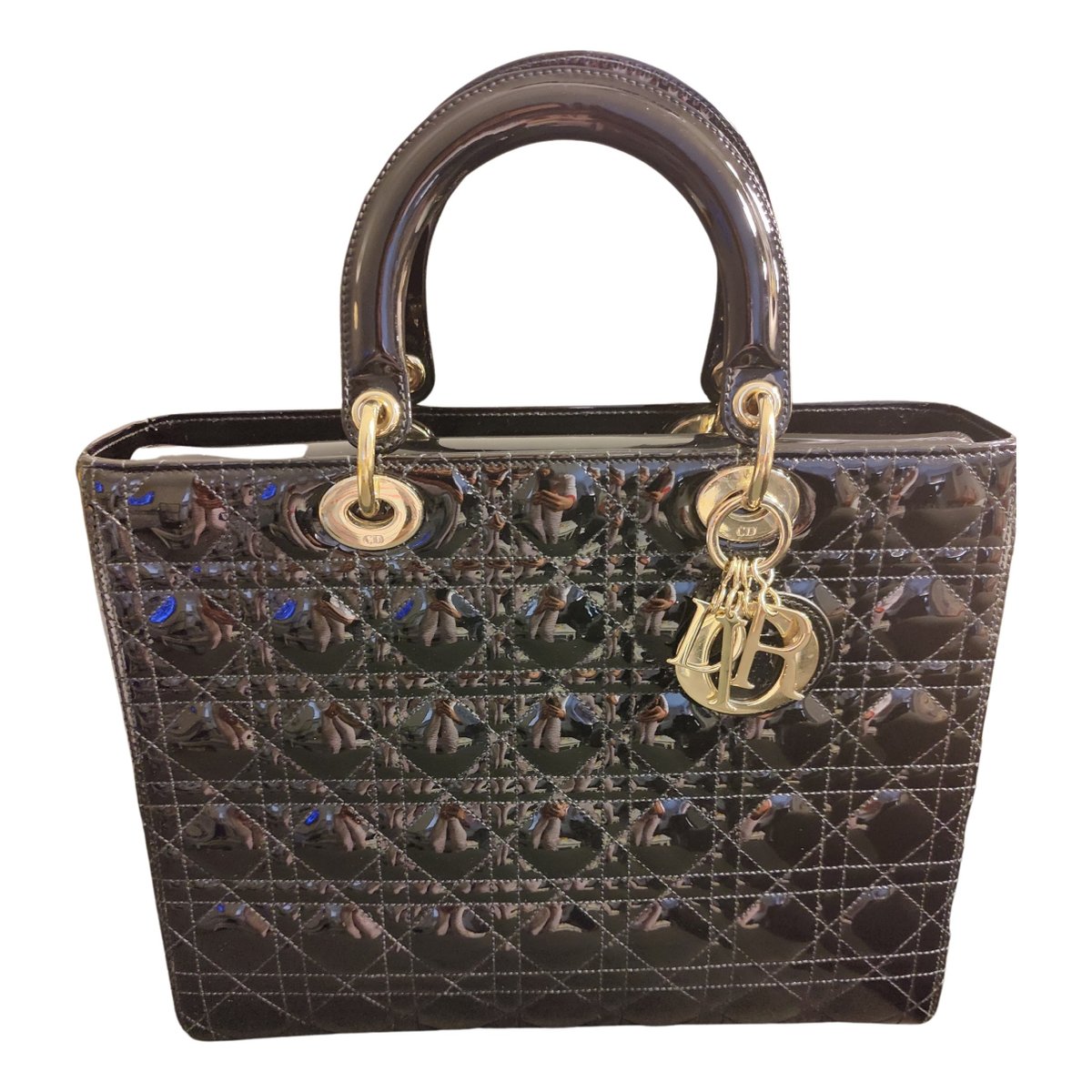 Lady Dior patent leather handbag