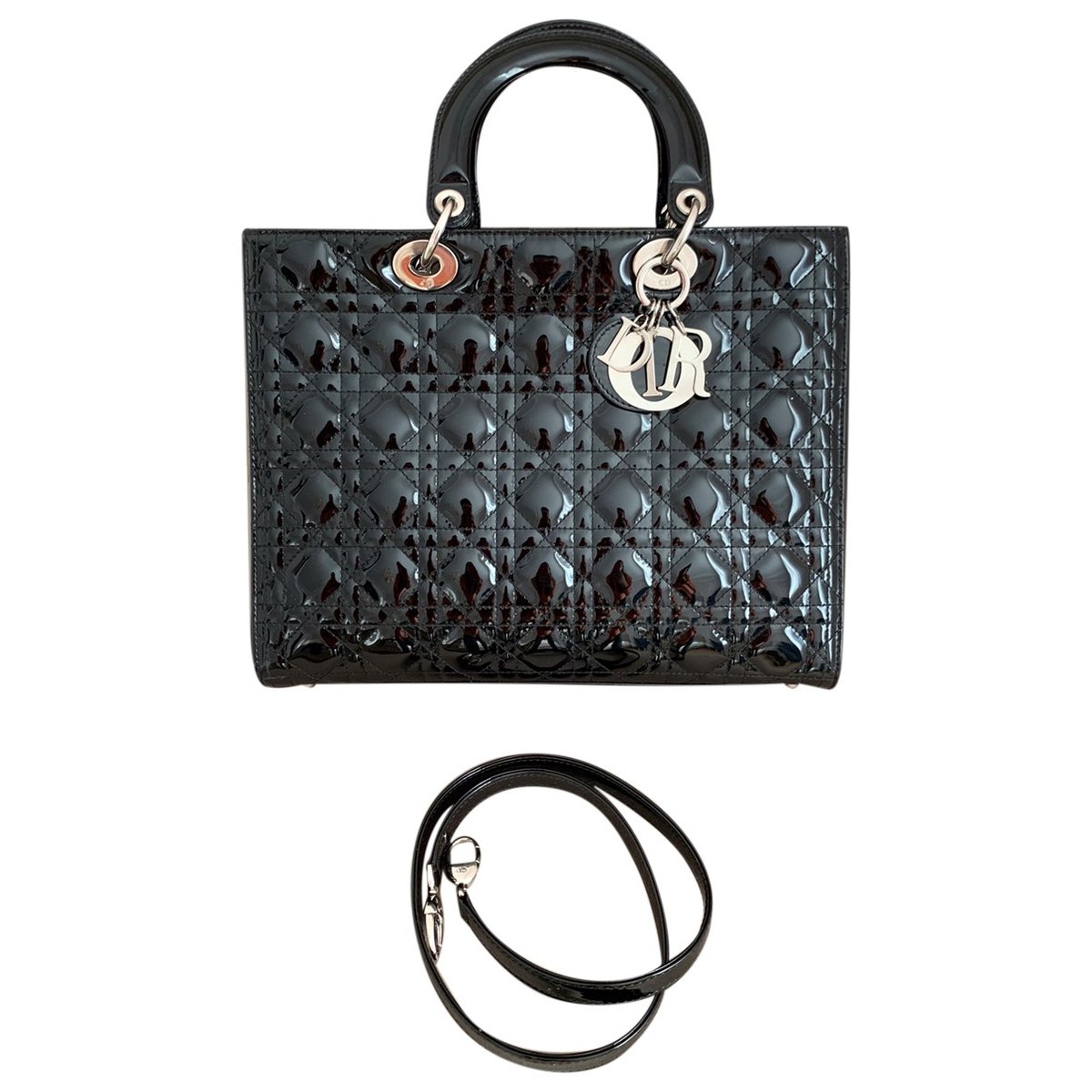 Lady Dior patent leather handbag