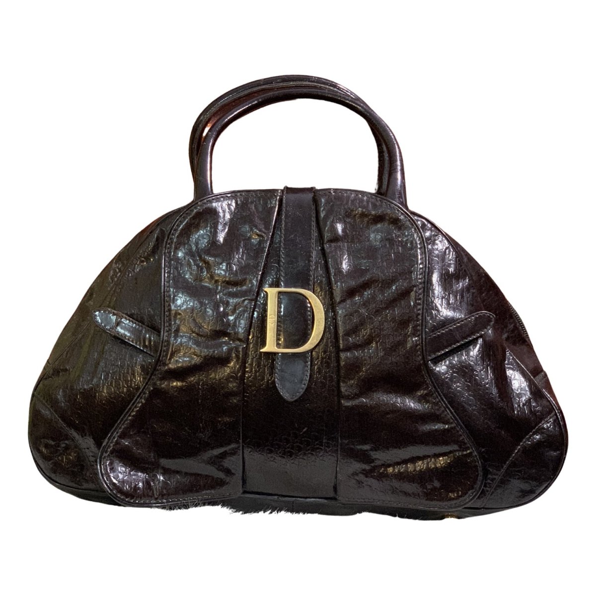 Saddle Bowler patent leather handbag