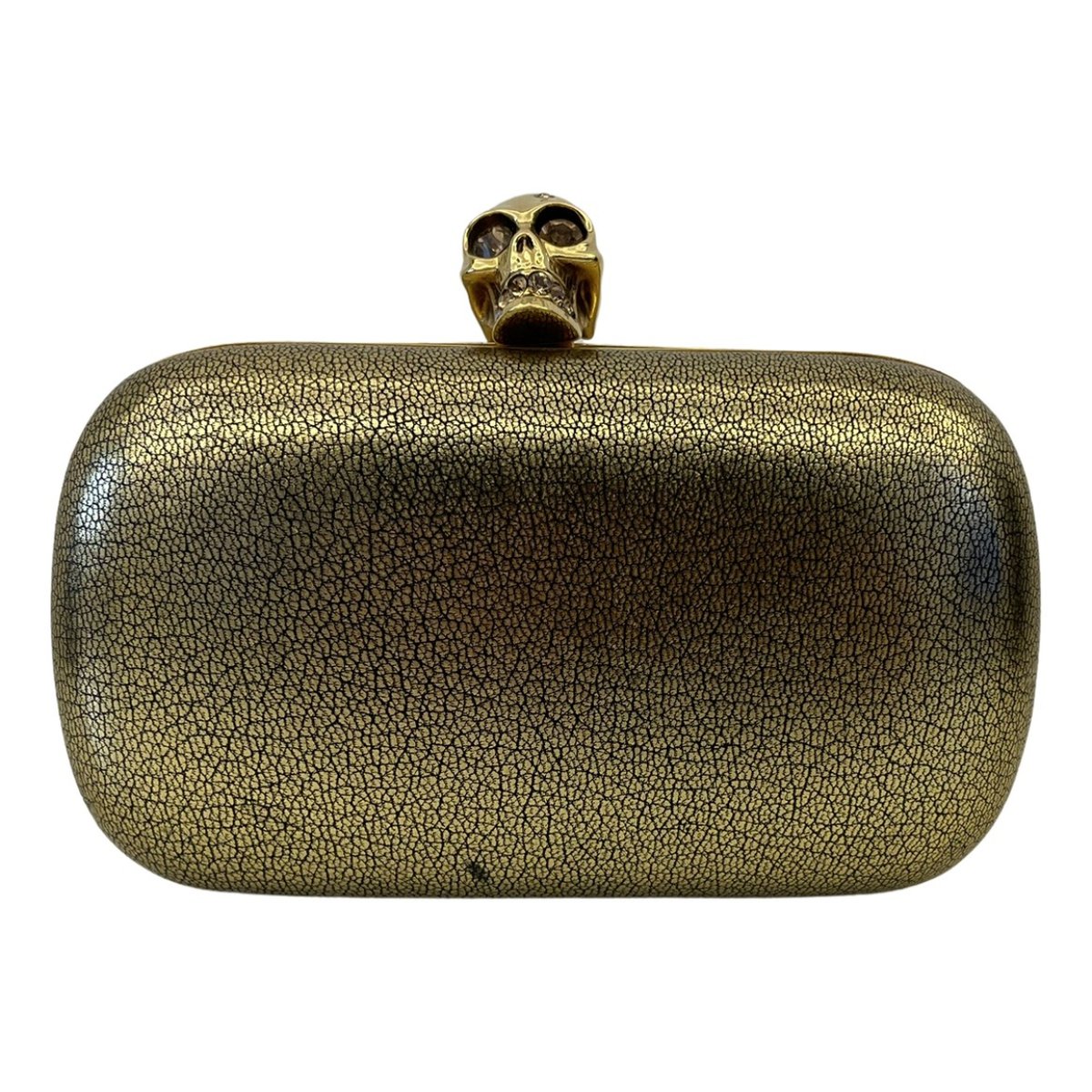 Skull leather clutch bag