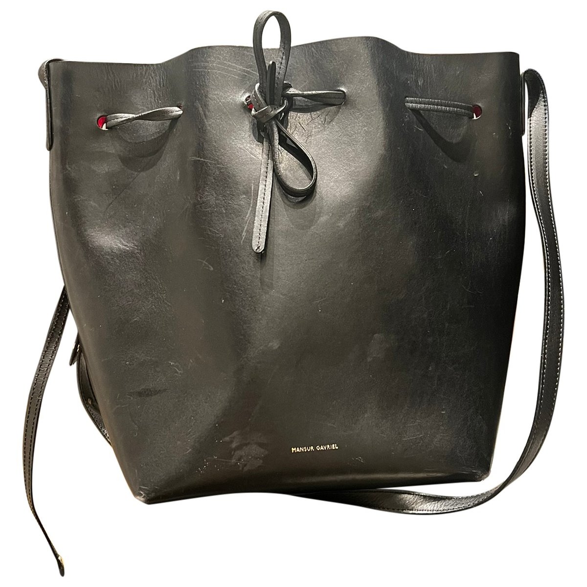Bucket leather crossbody bag