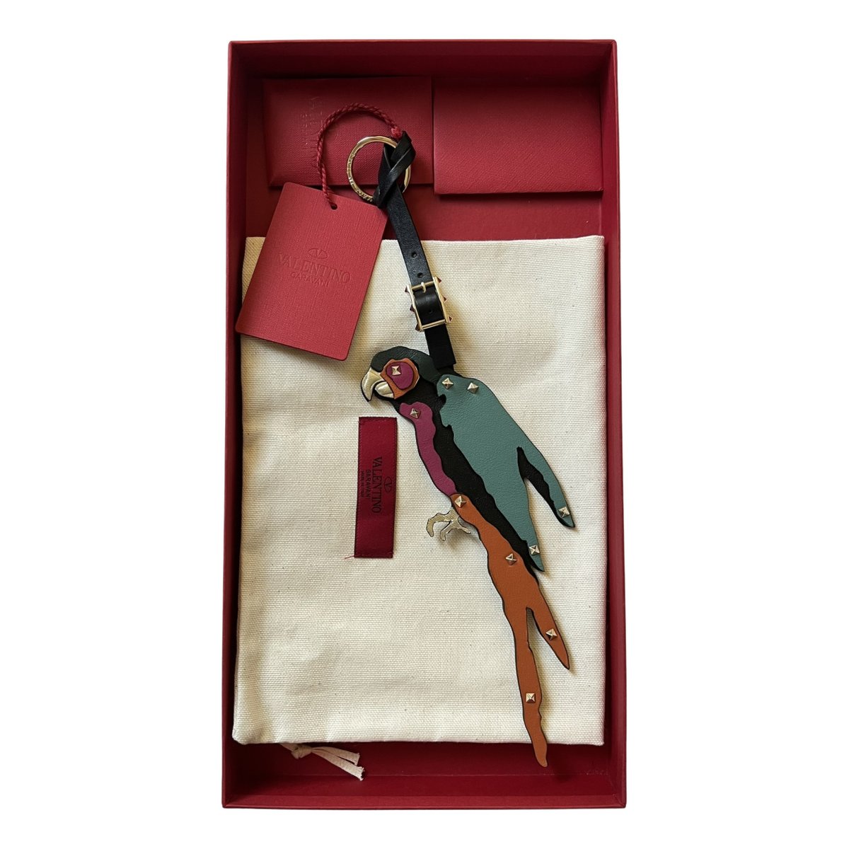 Rockstud leather key ring