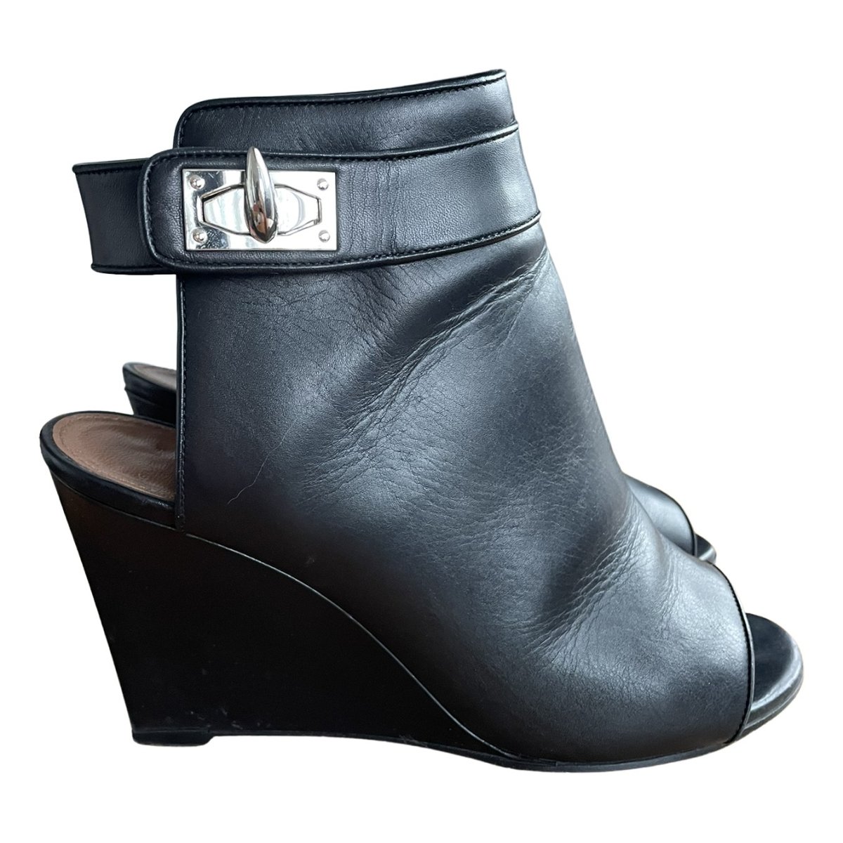 Shark leather open toe boots