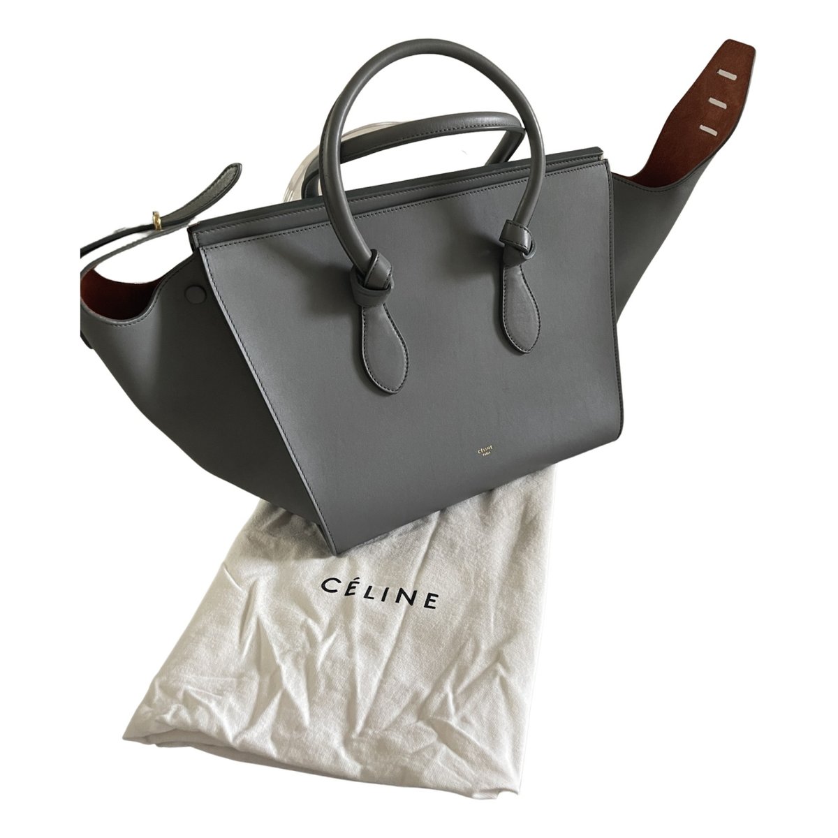 Tie leather handbag