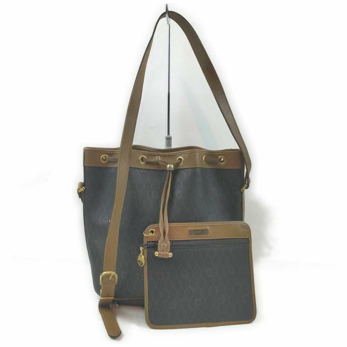 Monogram bucket leather tote