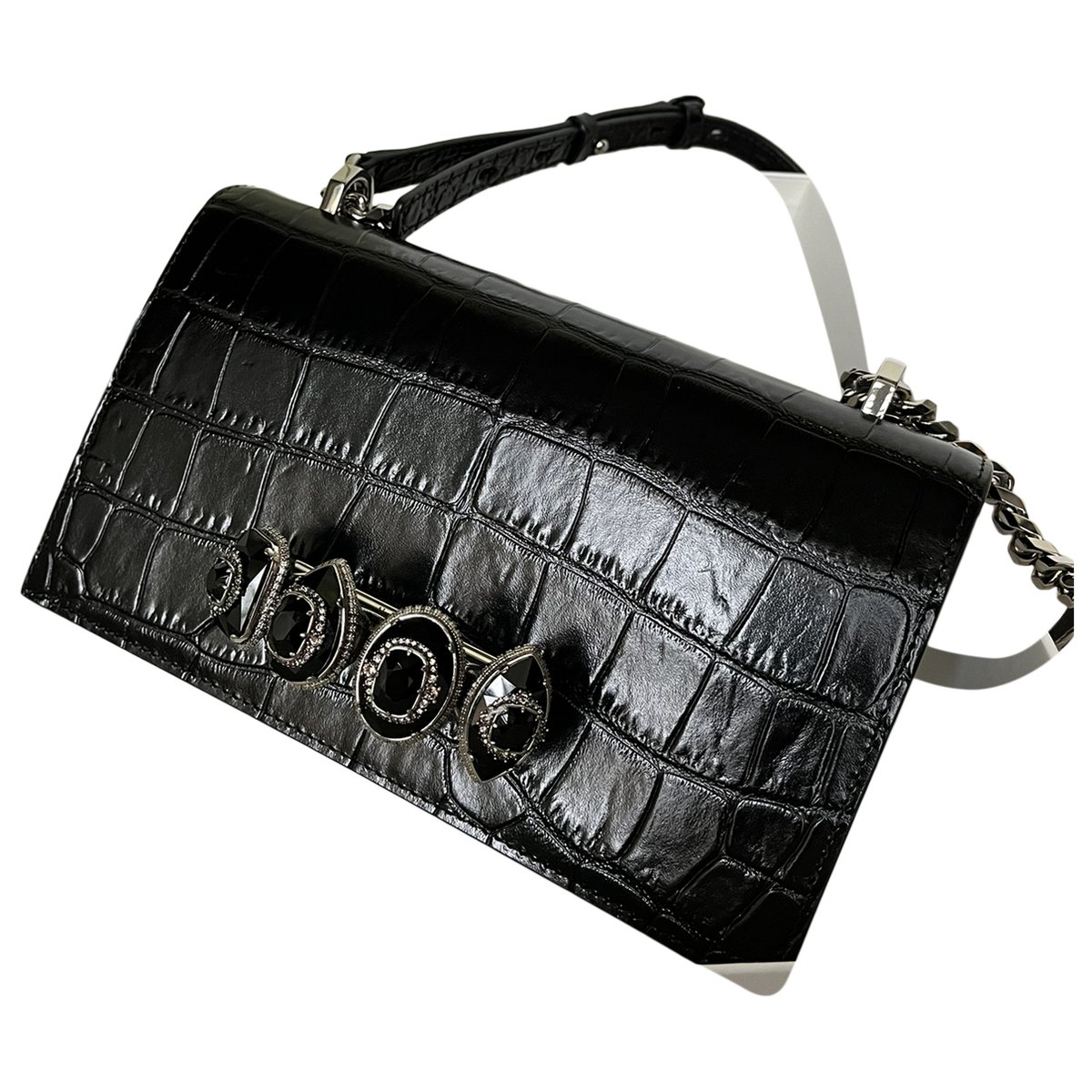 Knuckle leather crossbody bag
