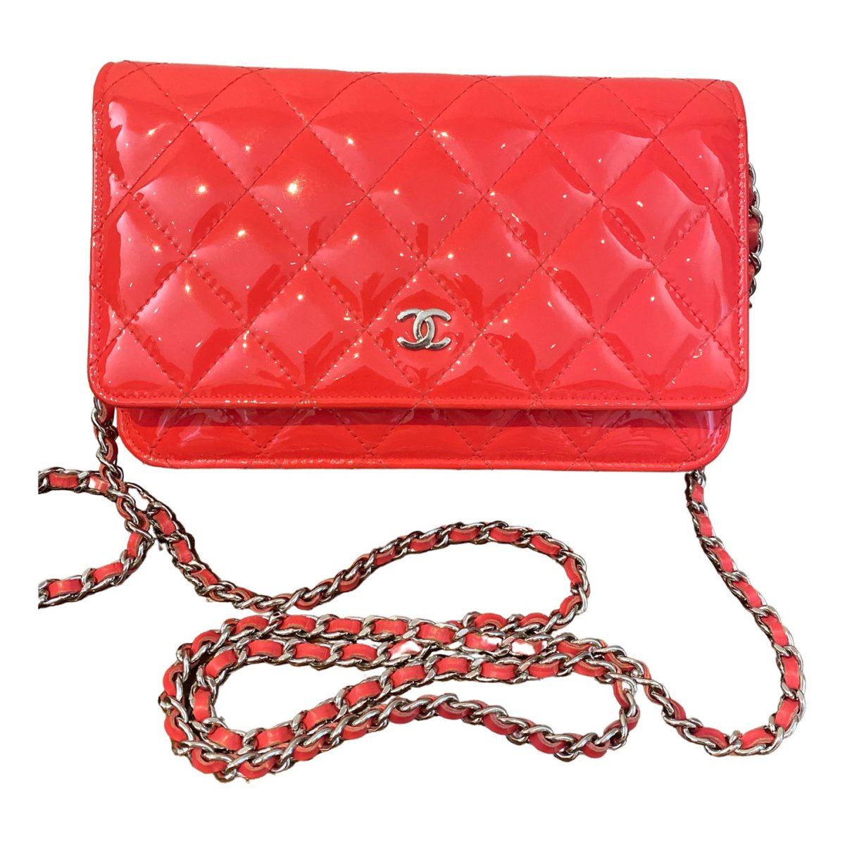 Wallet On Chain patent leather crossbody bag