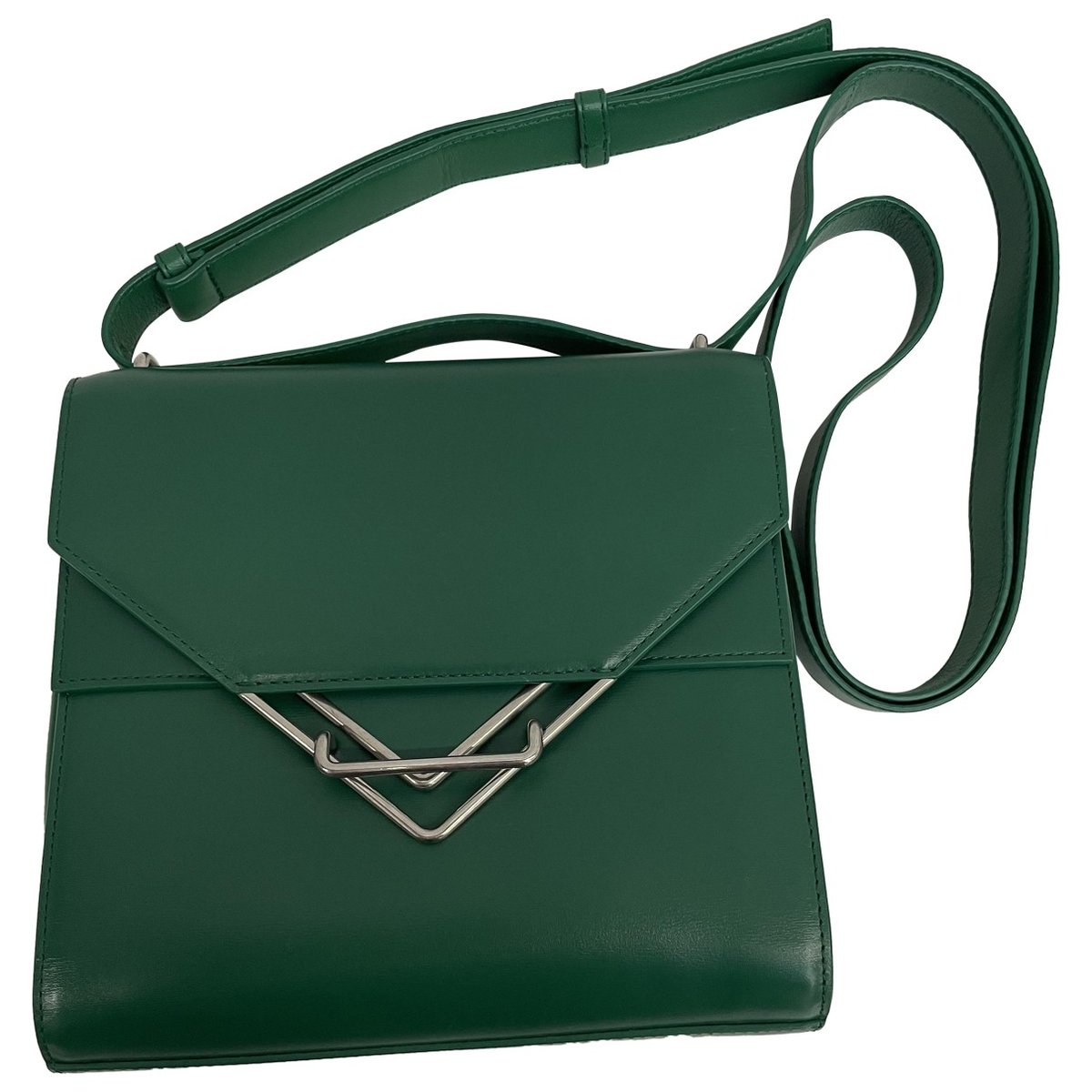 Clip leather crossbody bag