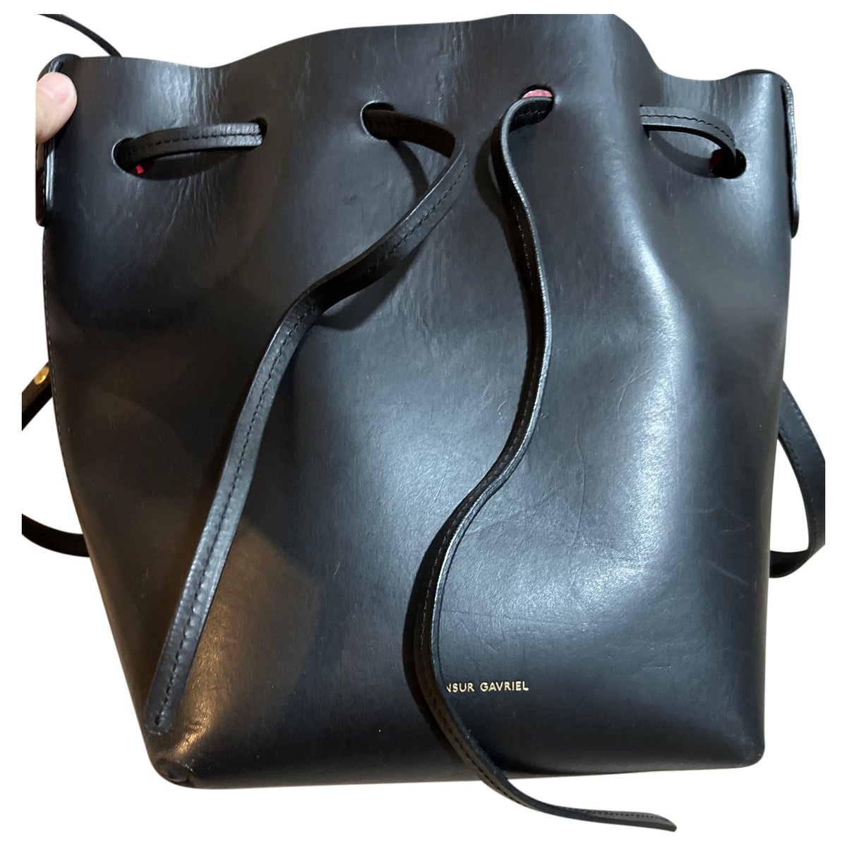 Bucket leather handbag