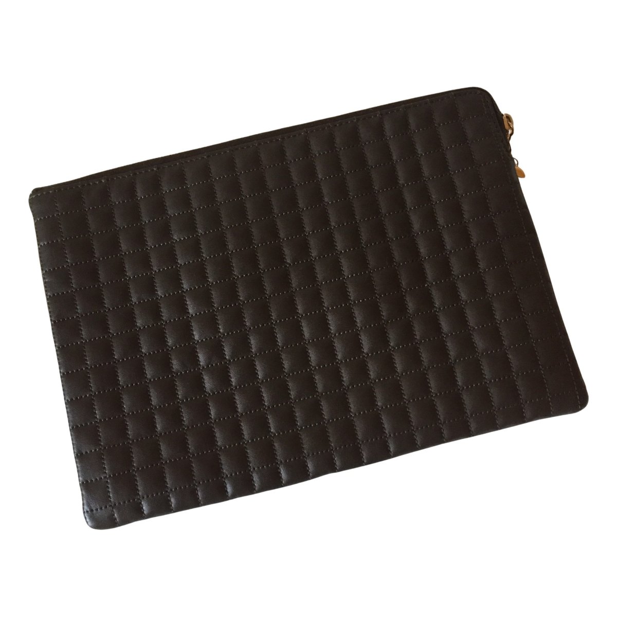 Charm leather clutch bag