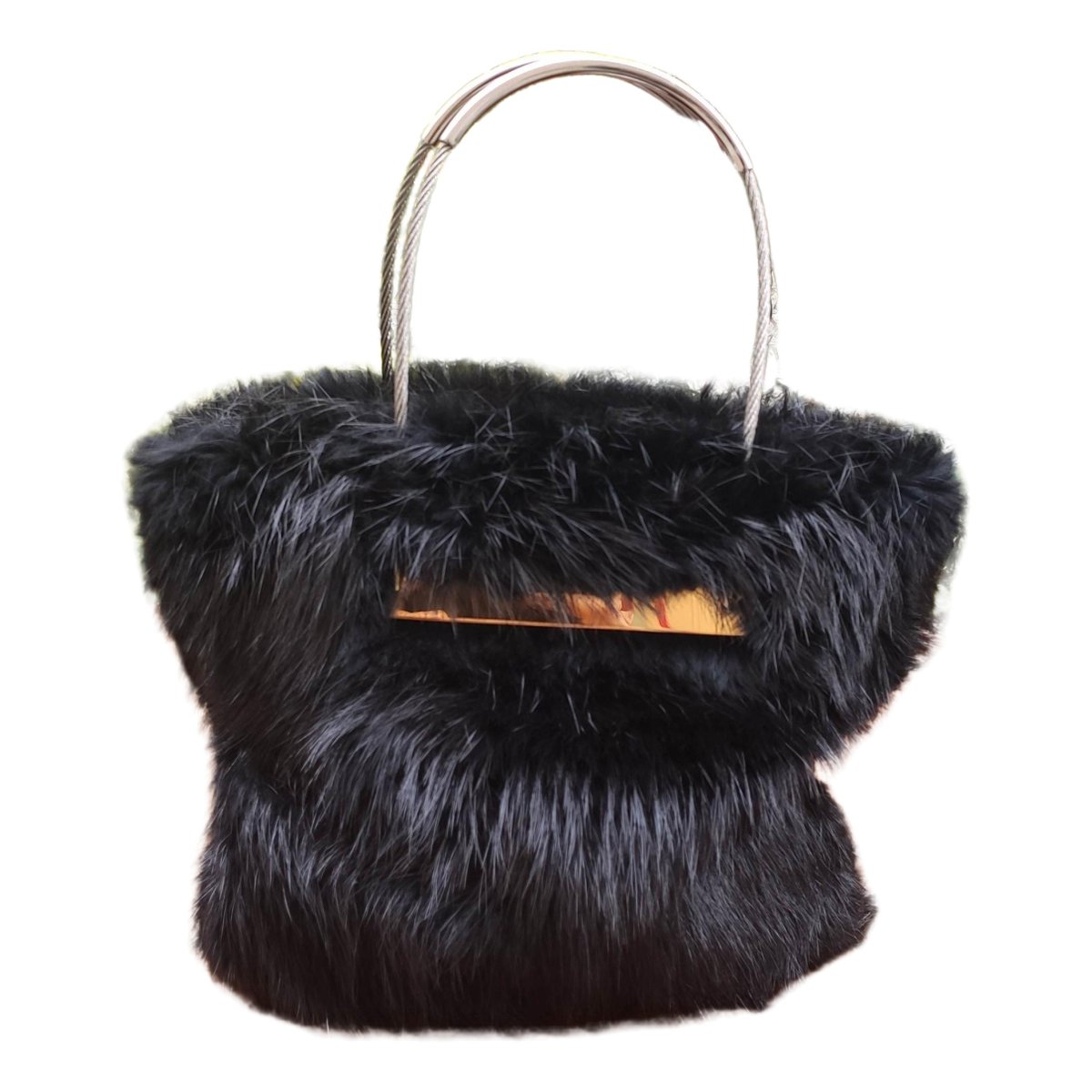 Cable faux fur handbag