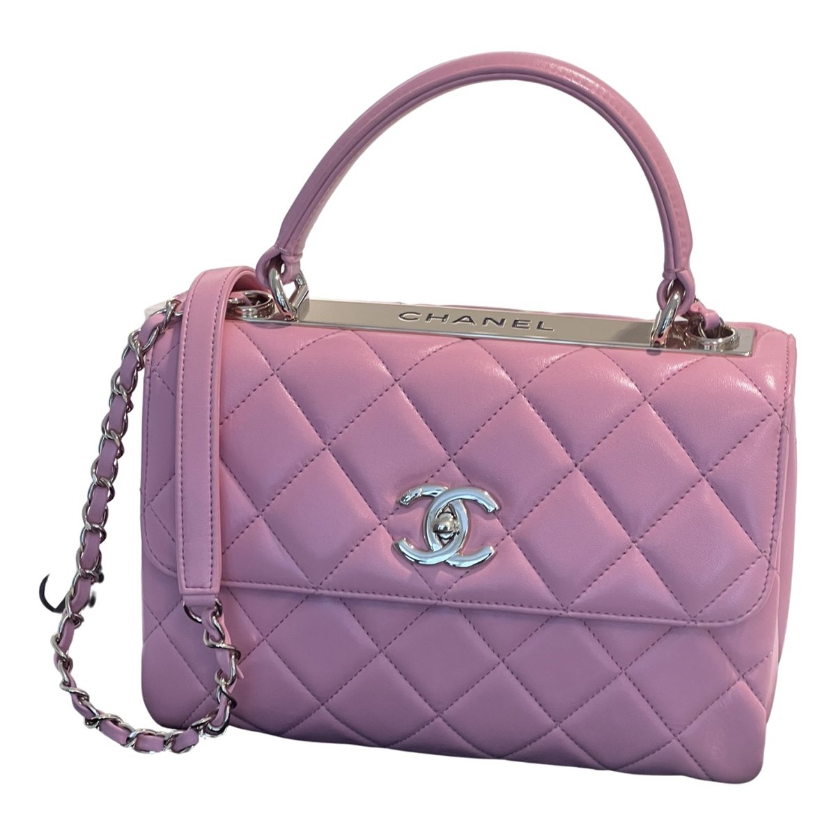 Trendy CC Top Handle leather handbag