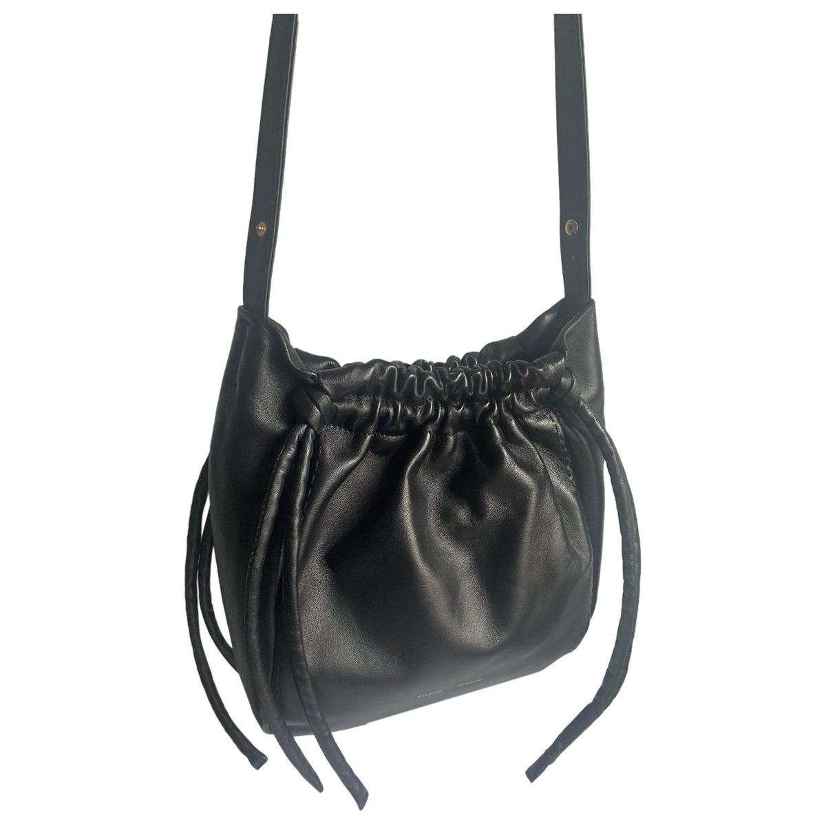 Ruched leather handbag