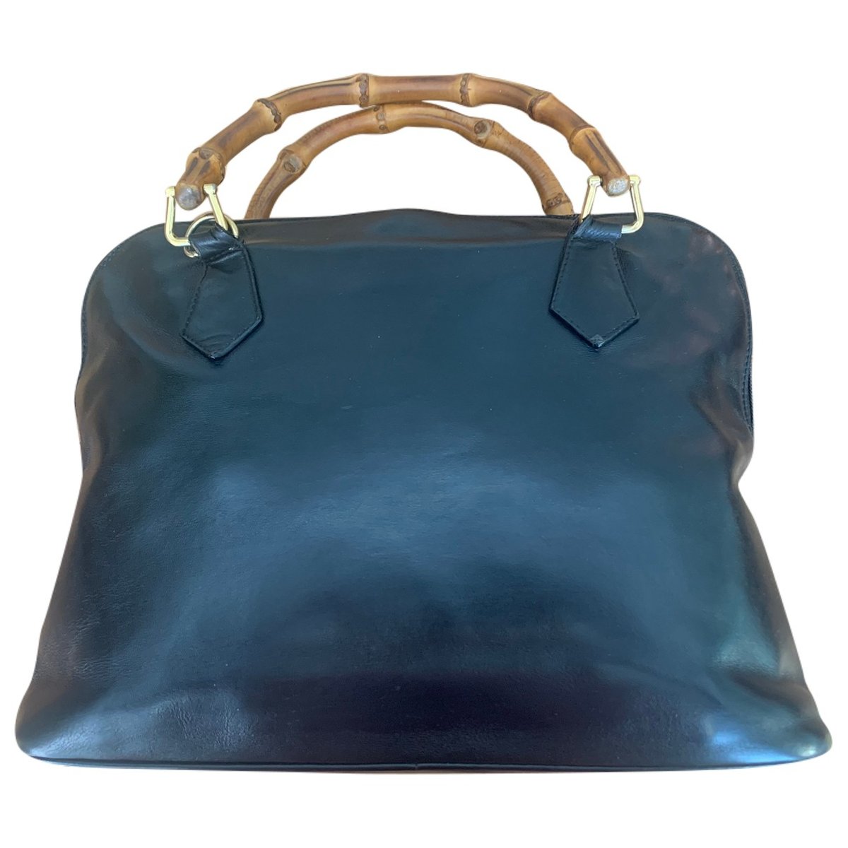 Bamboo Zip Top Handle leather handbag