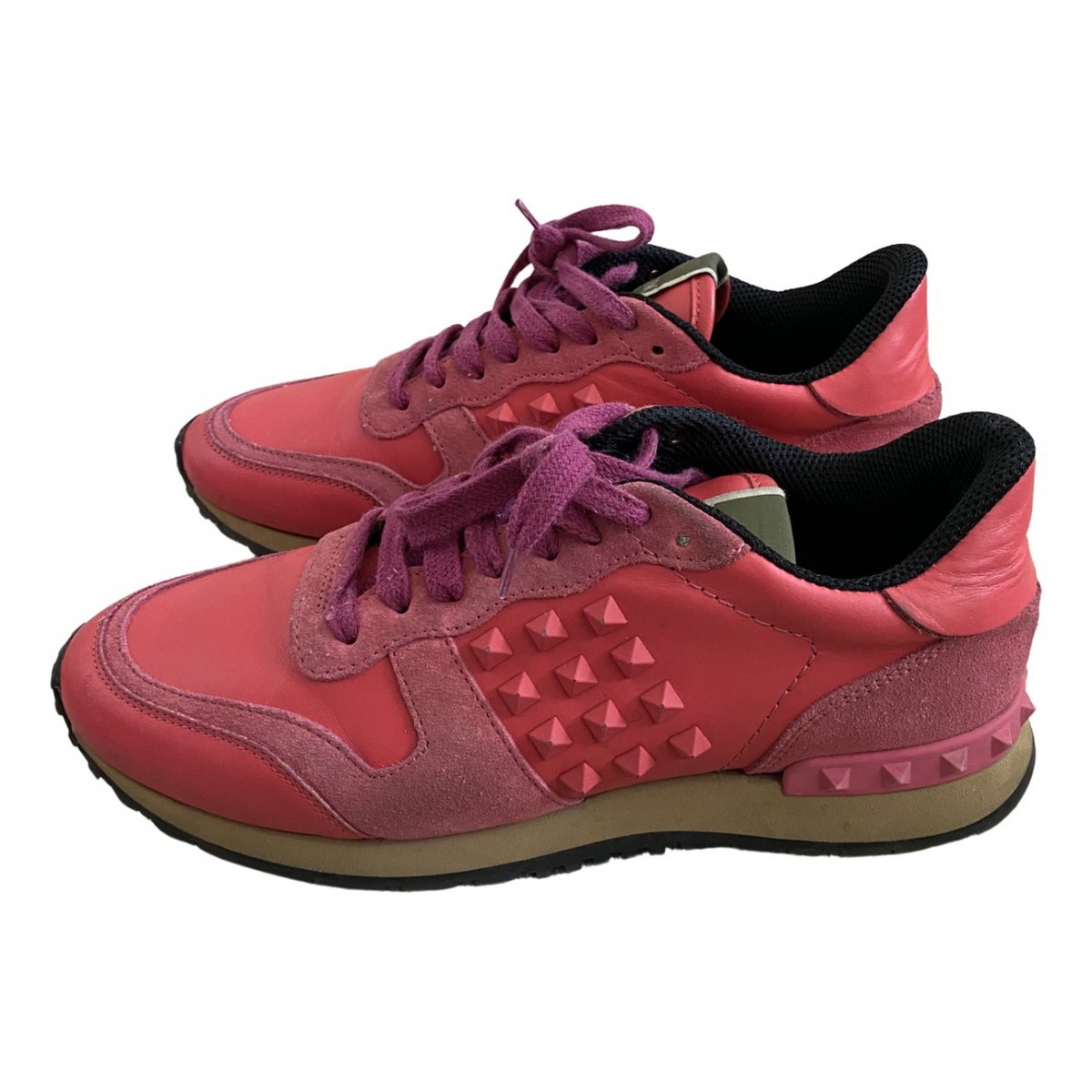 Rockstud leather trainers