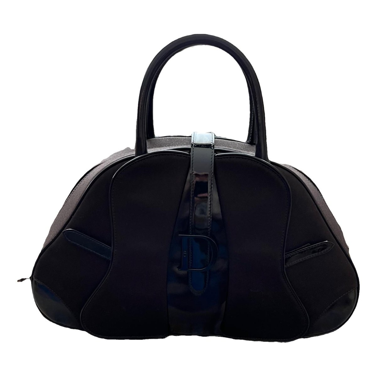 Saddle Bowler patent leather handbag